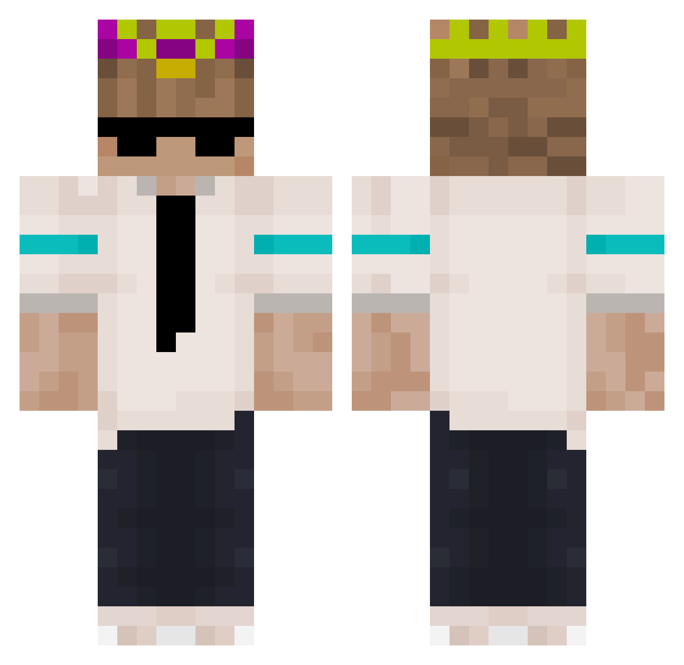 SamReallyLuvsYou Minecraft skin, front and back view