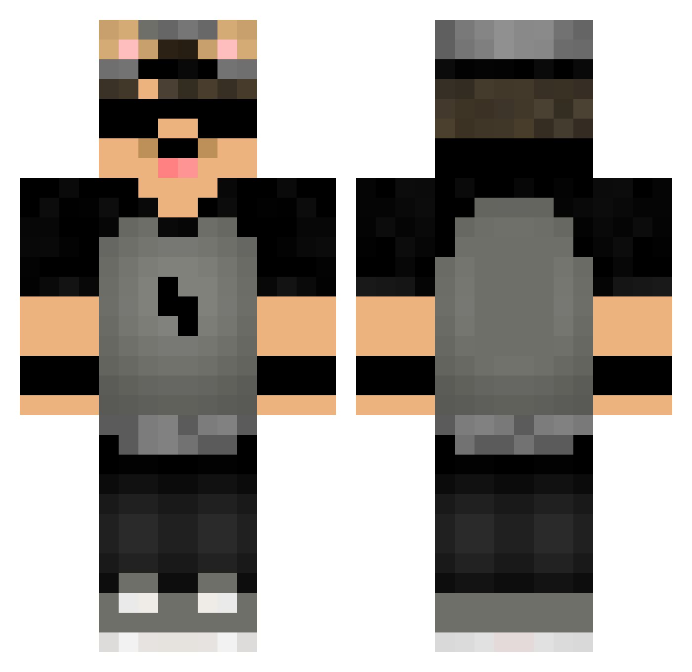 Modeyo Minecraft skin, front and back view