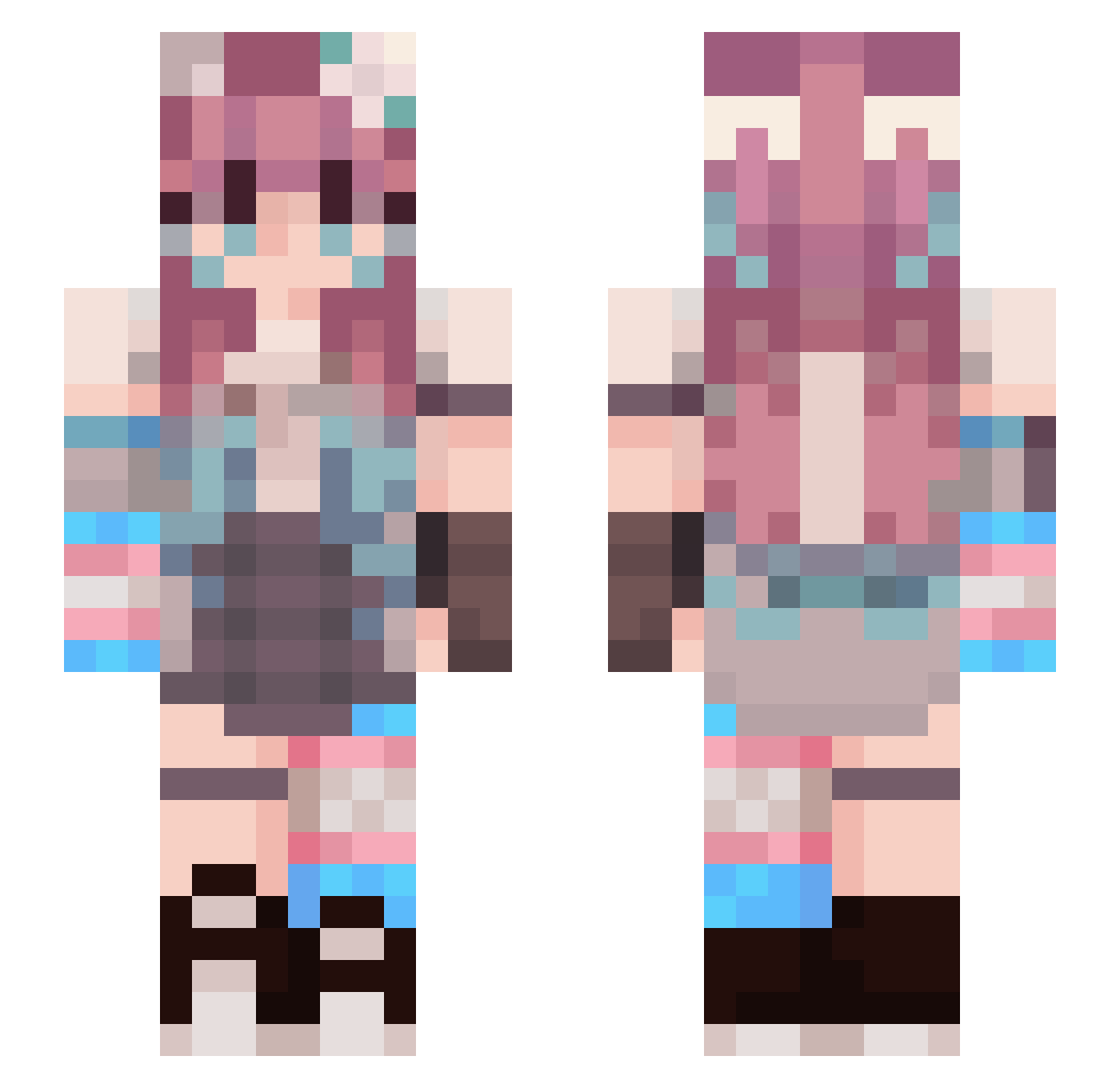 CallMeAGoodGirll Minecraft skin, front and back view