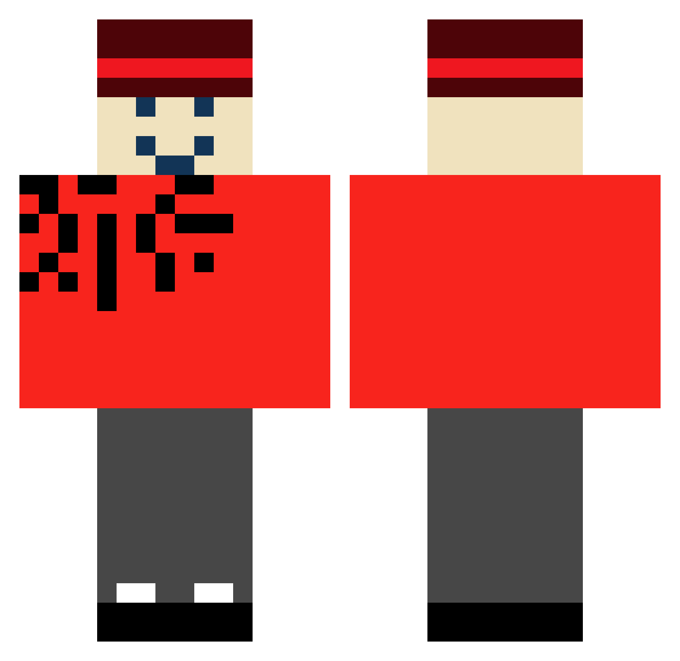 Spoopcakes Minecraft skin, front and back view