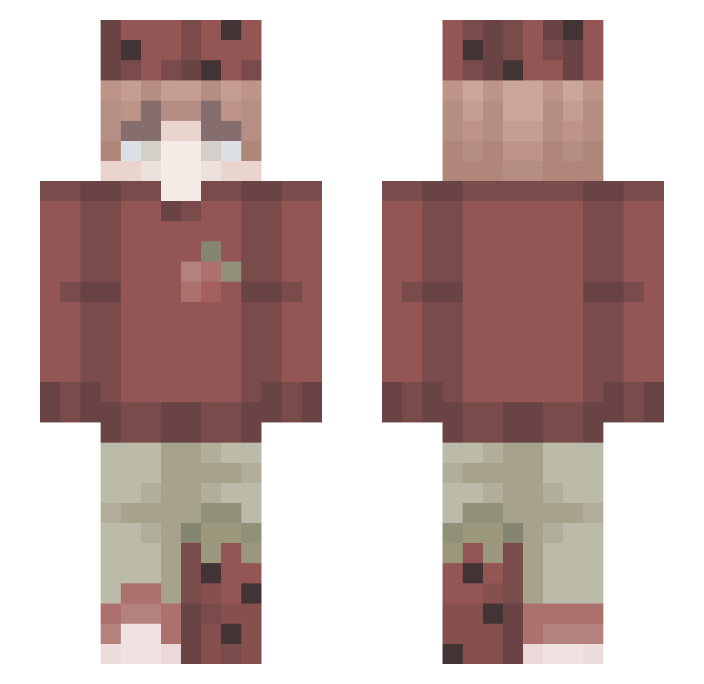 DonFresas Minecraft skin, front and back view