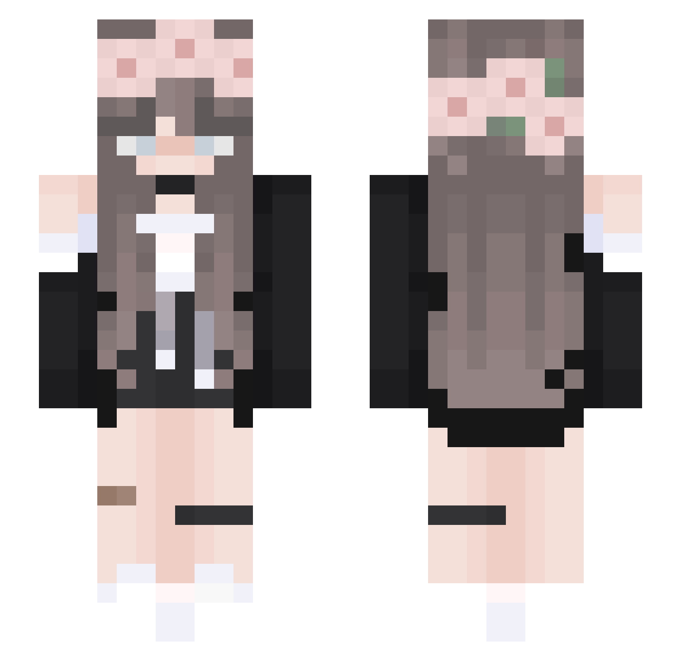 Edacious Minecraft skin, front and back view