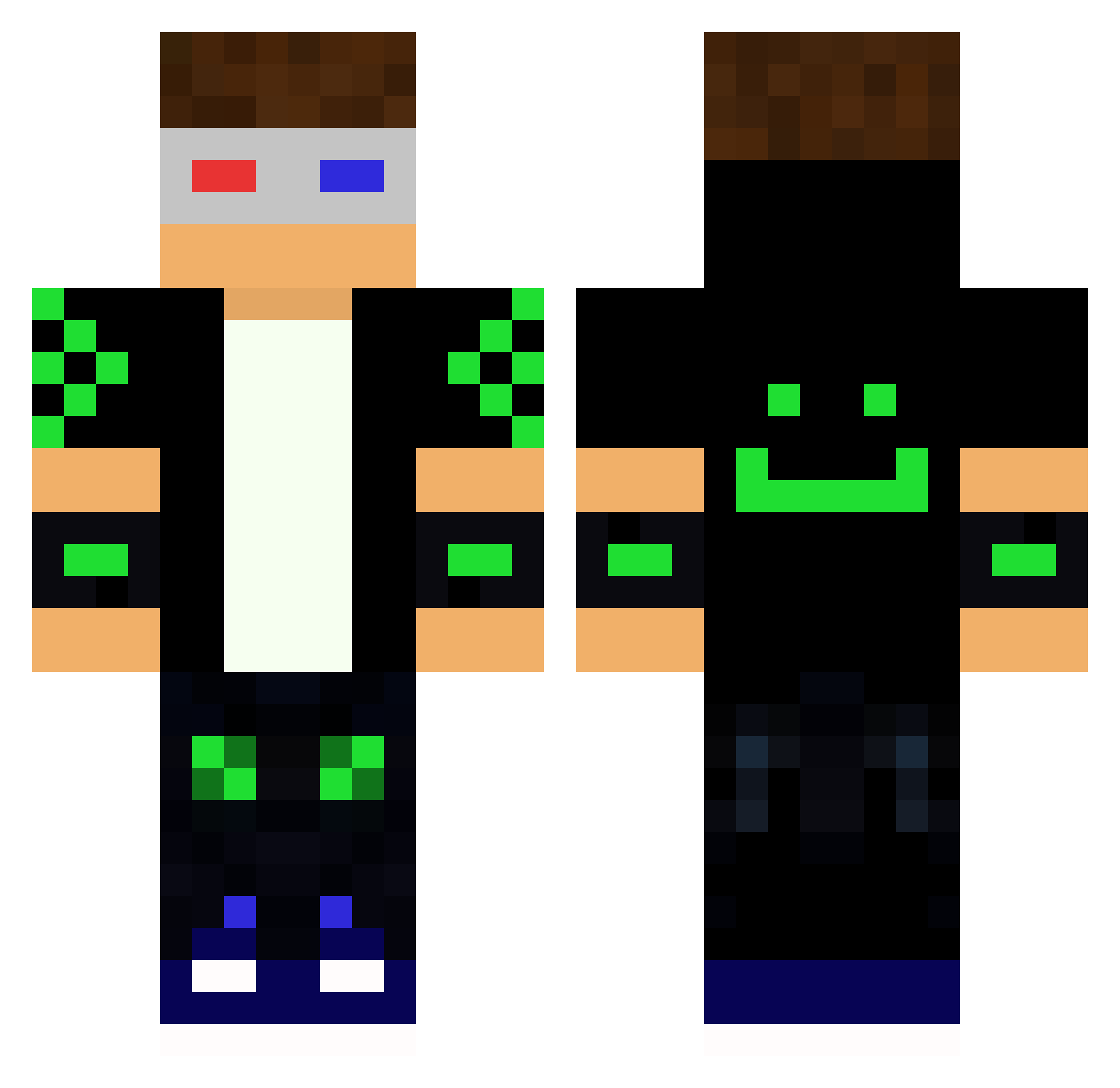Navally Minecraft skin, front and back view