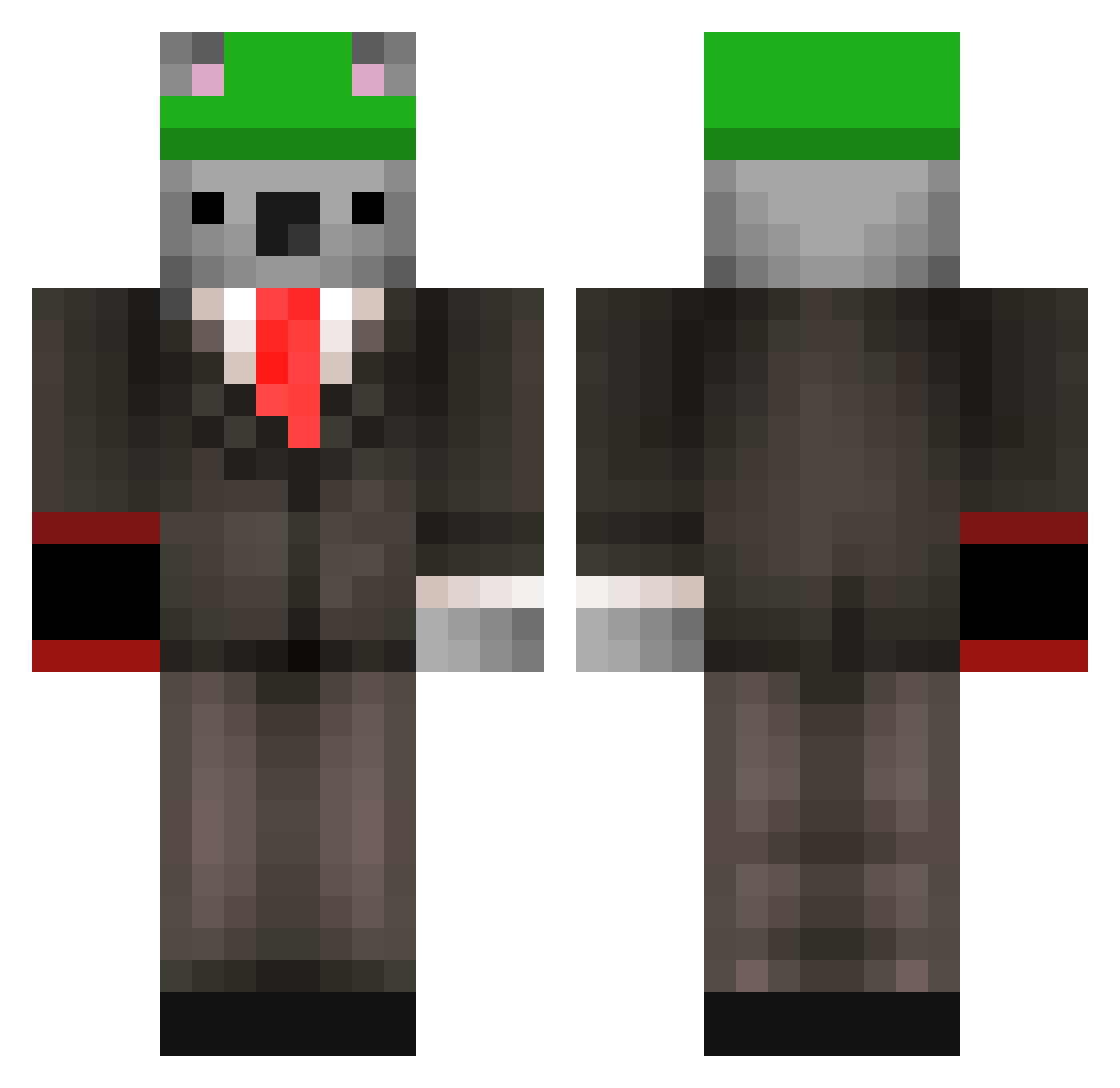 Koalasoup Minecraft skin, front and back view