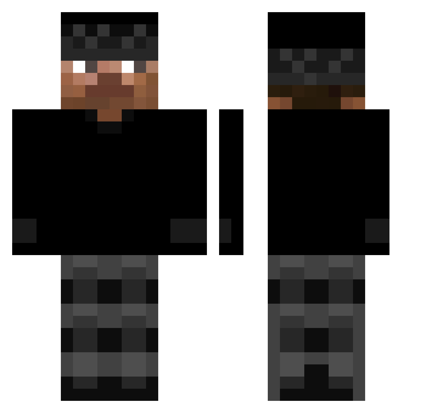 Agent_vix Minecraft skin, front and back view