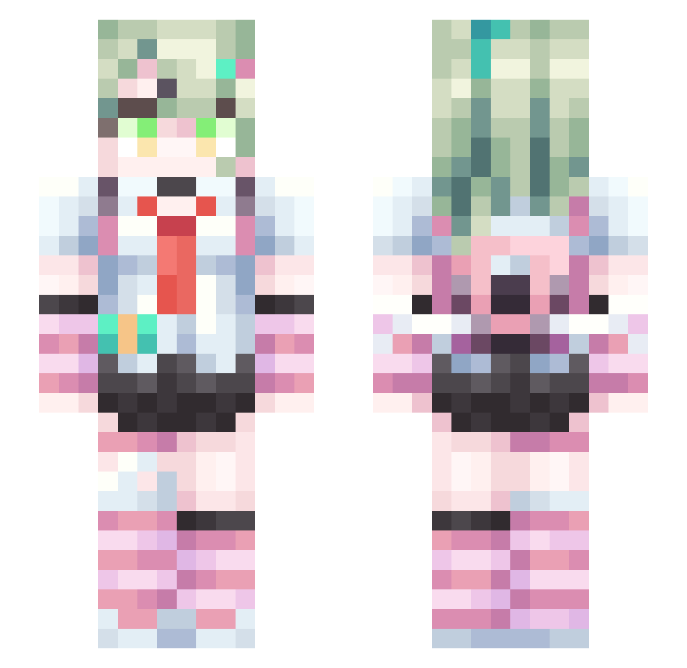 Kanaxi12 Minecraft skin, front and back view