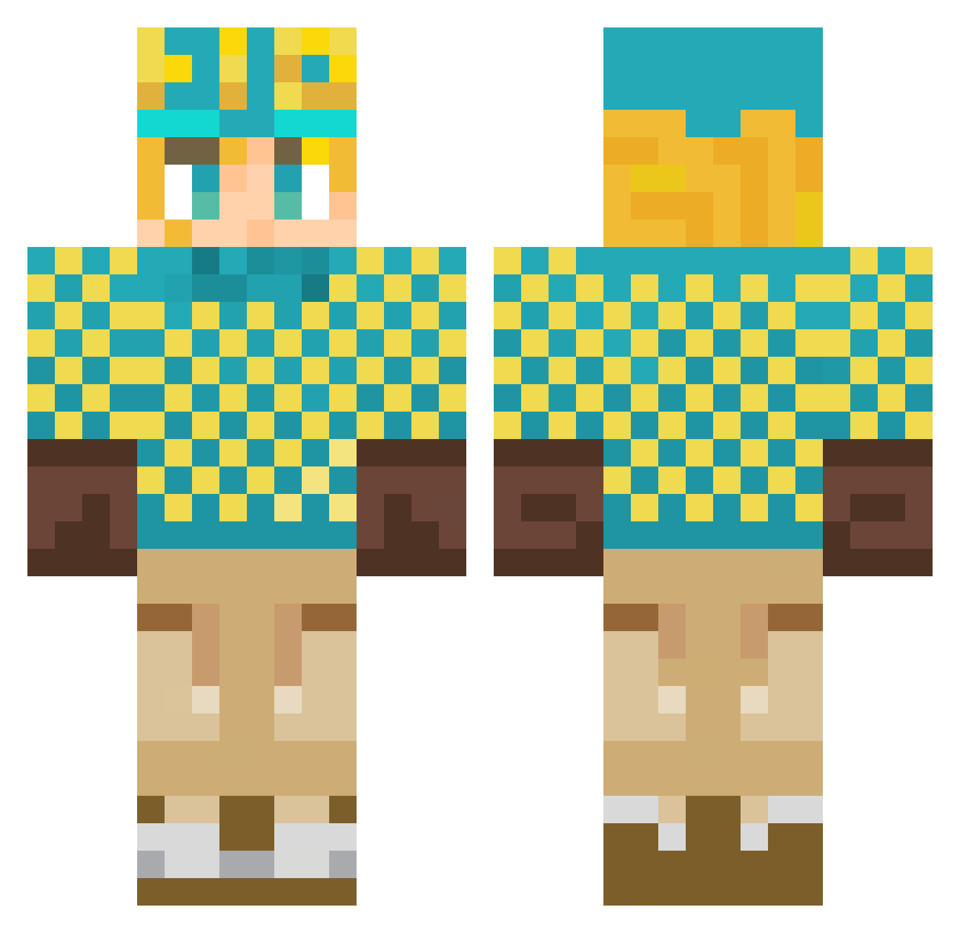 ishowfatmexican Minecraft skin, front and back view