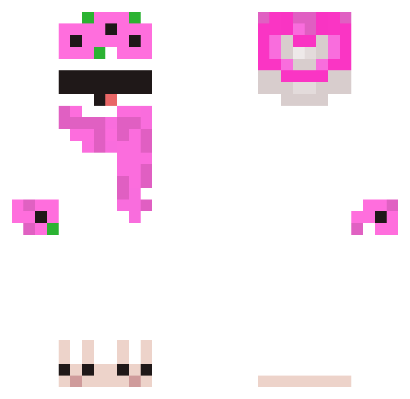 Impersonating Minecraft skin, front and back view