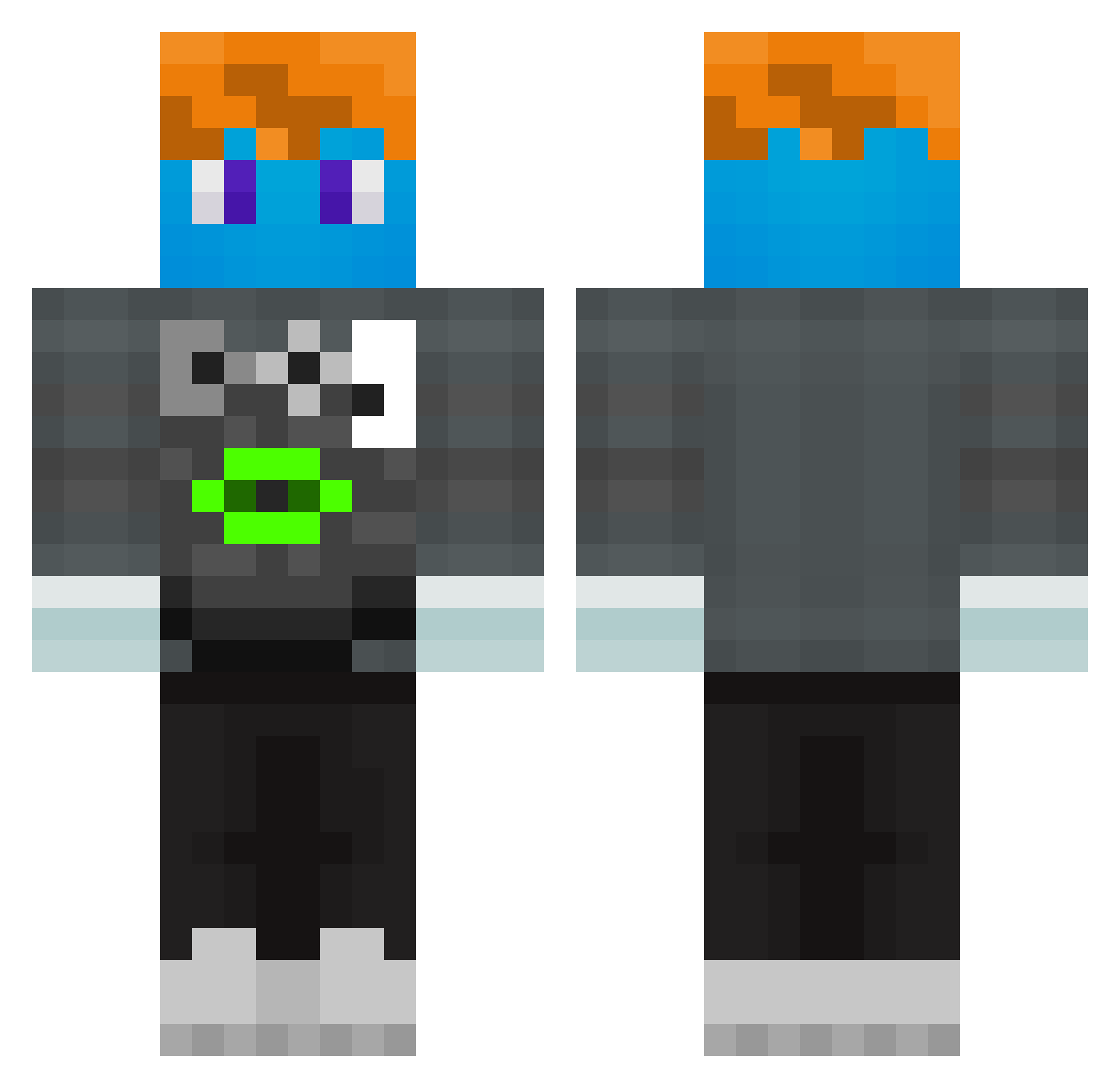 TheZomzy Minecraft skin, front and back view