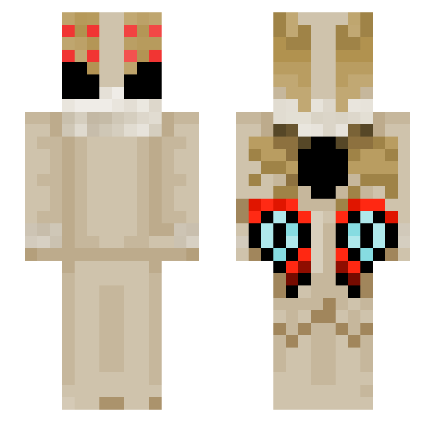 roughlegged Minecraft skin, front and back view