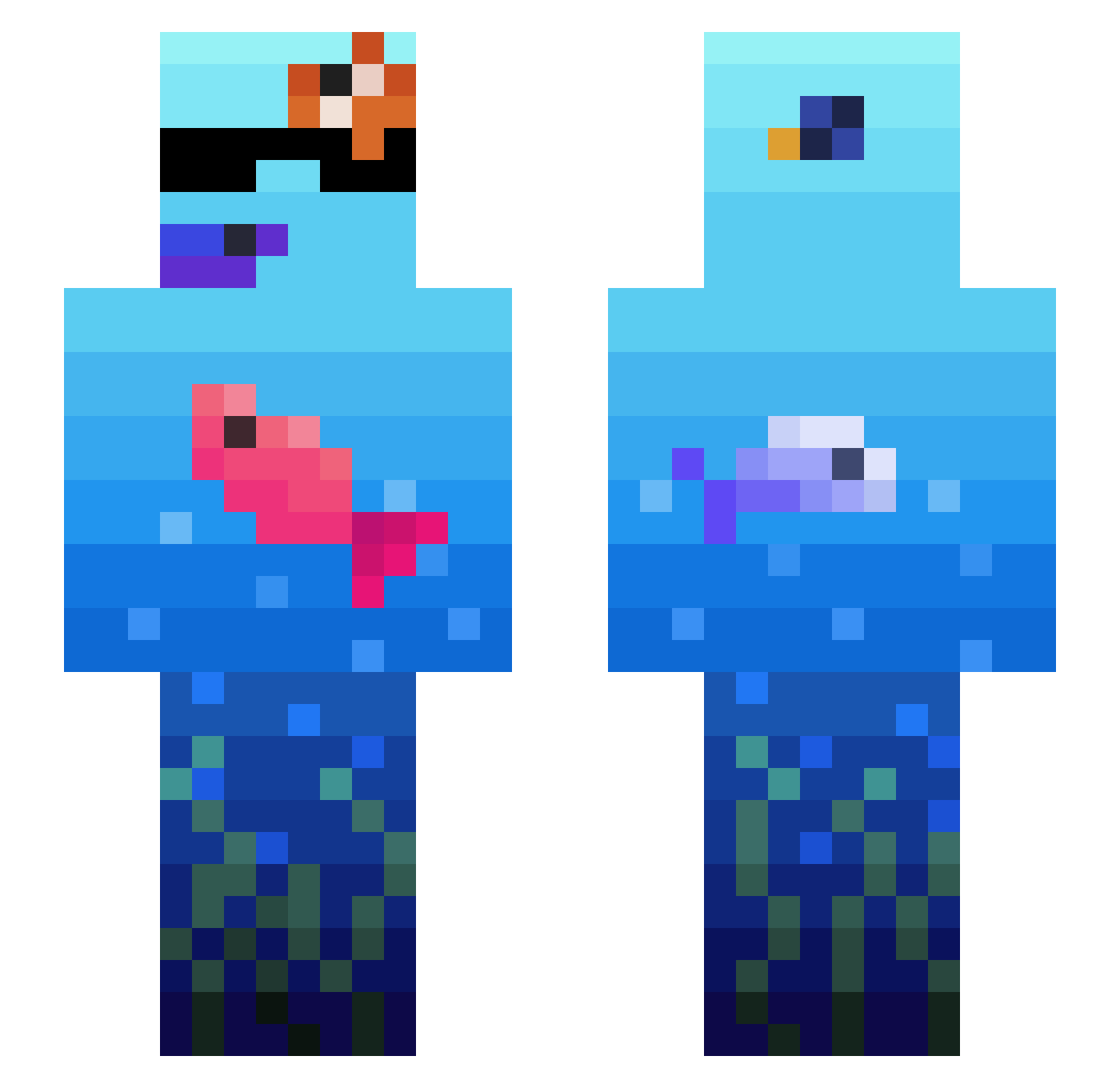 Kyzos Minecraft skin, front and back view