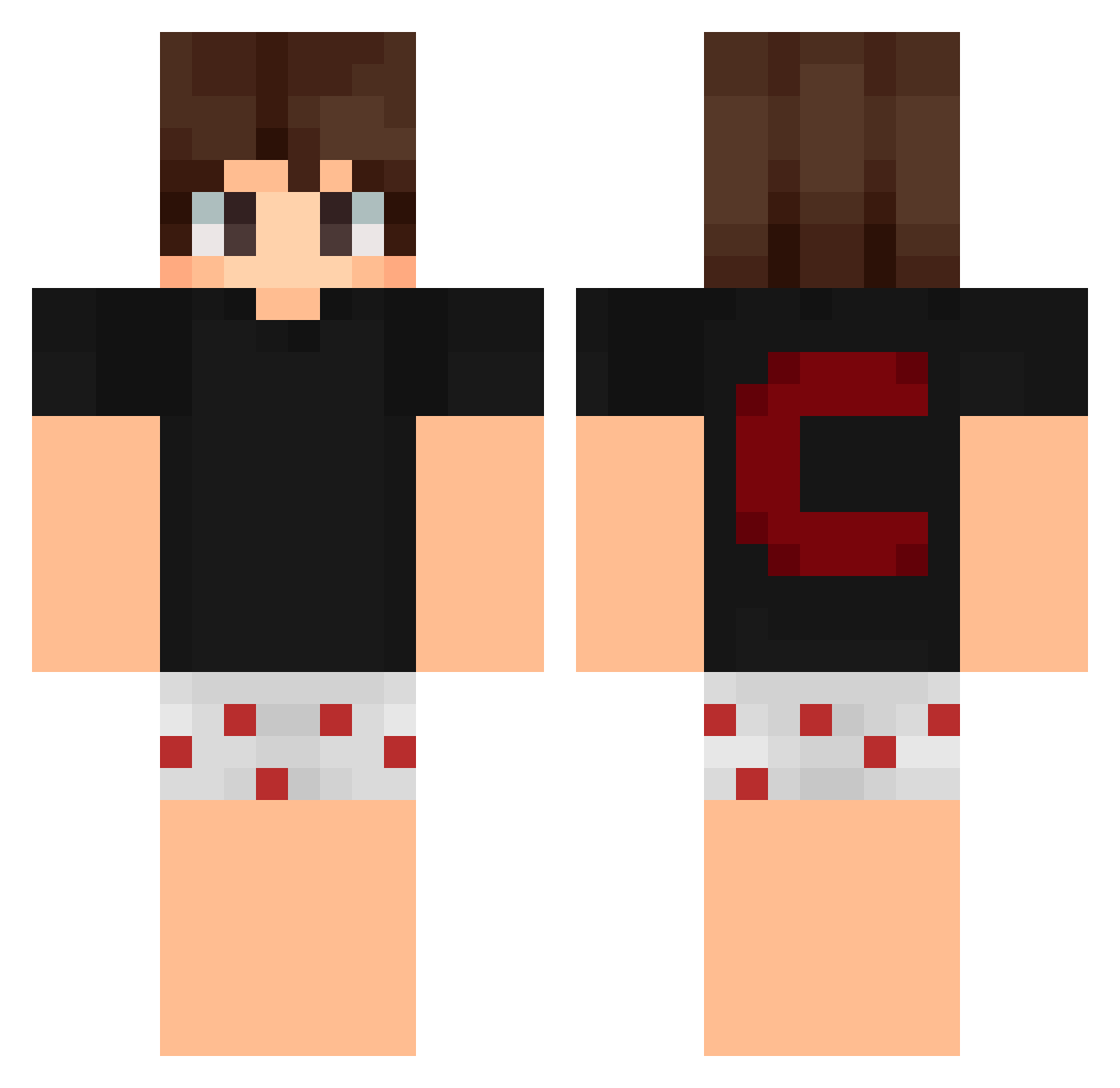 Zenkscoms Minecraft skin, front and back view