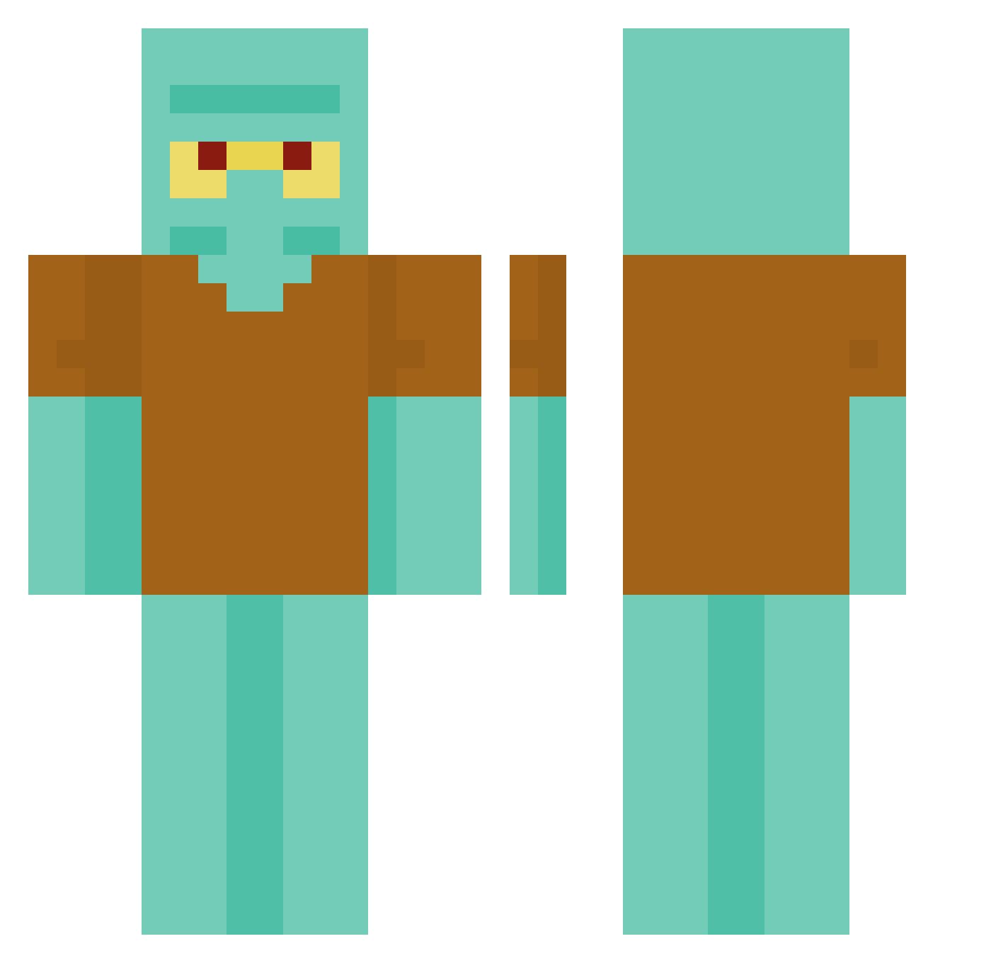 vixitow Minecraft skin, front and back view