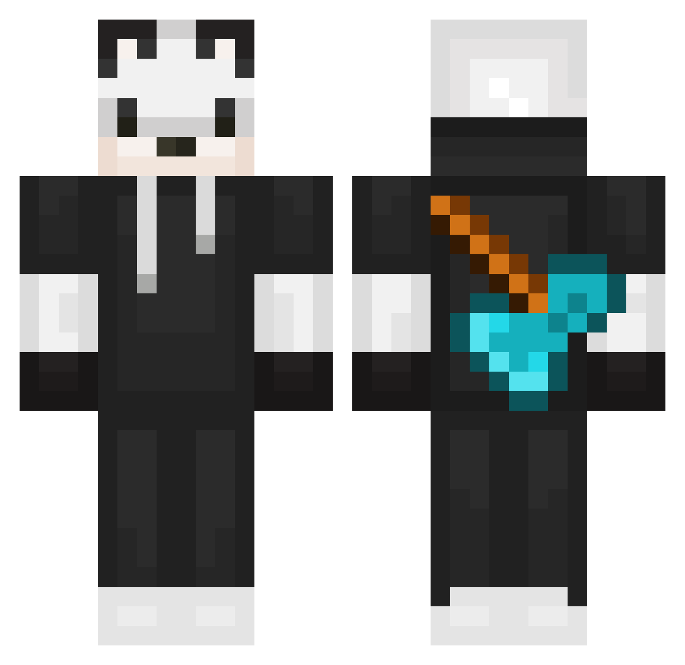 Foxlike Minecraft skin, front and back view