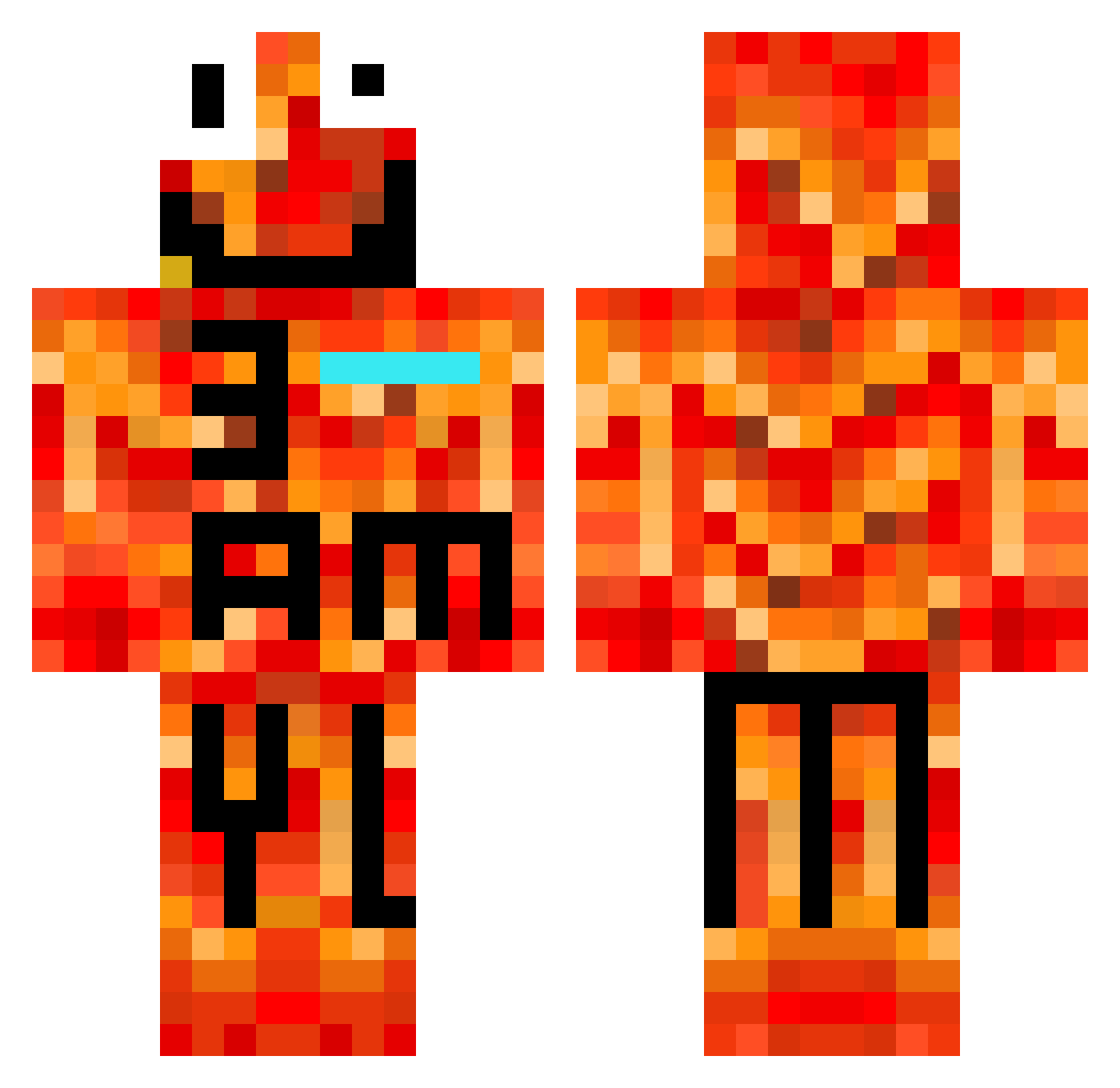 Timness Minecraft skin, front and back view