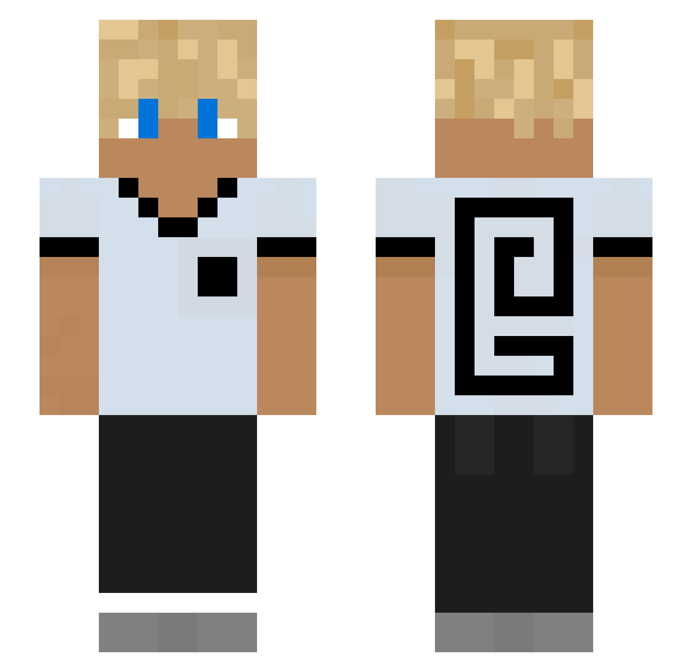 ValfBeeS Minecraft skin, front and back view