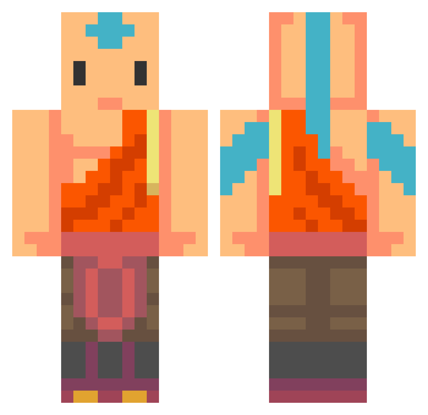 Ifuya Minecraft skin, front and back view