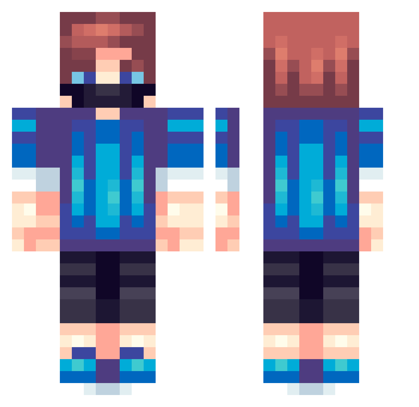 prokanes Minecraft skin, front and back view