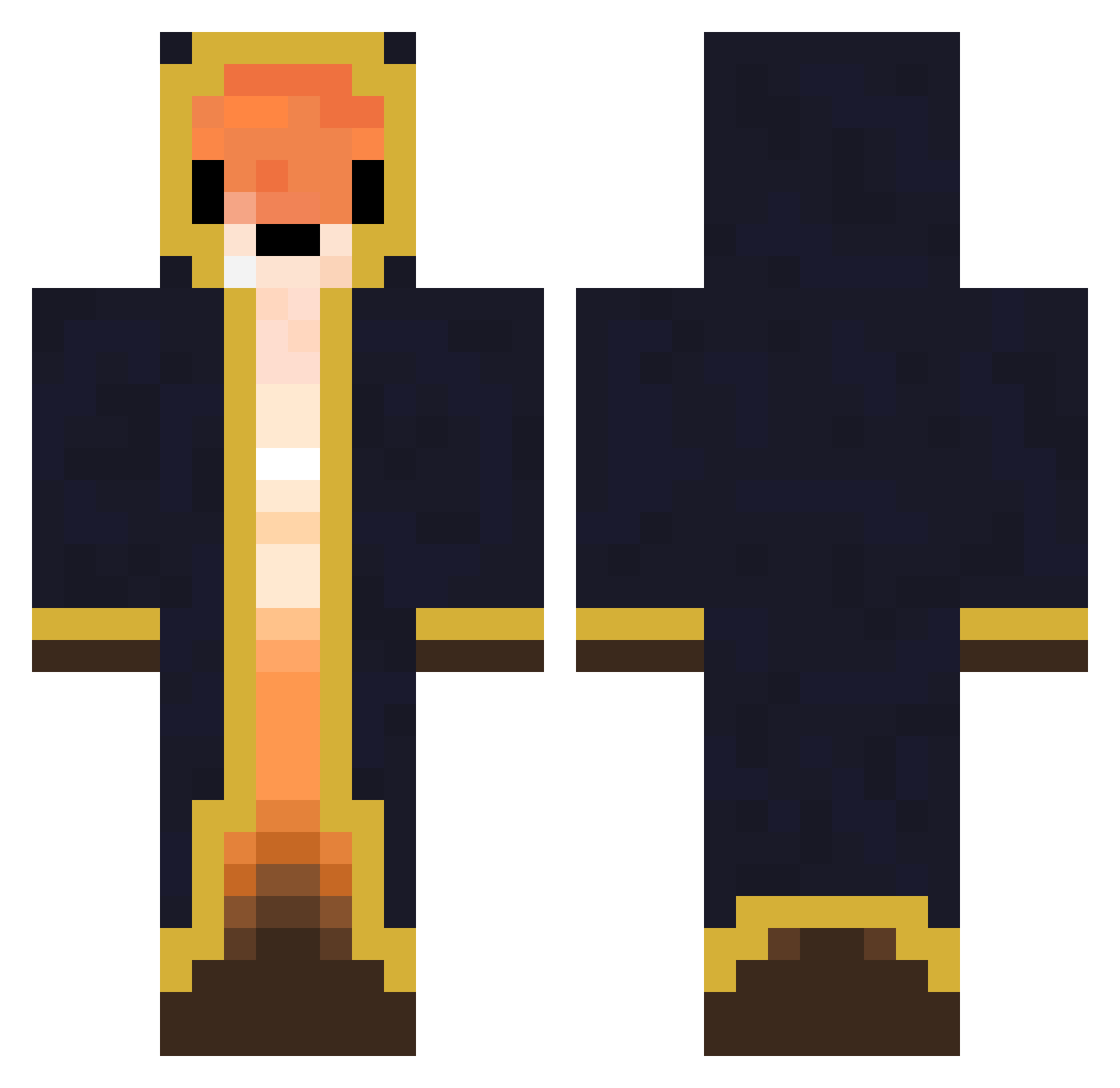 SebTheDemonFox Minecraft skin, front and back view