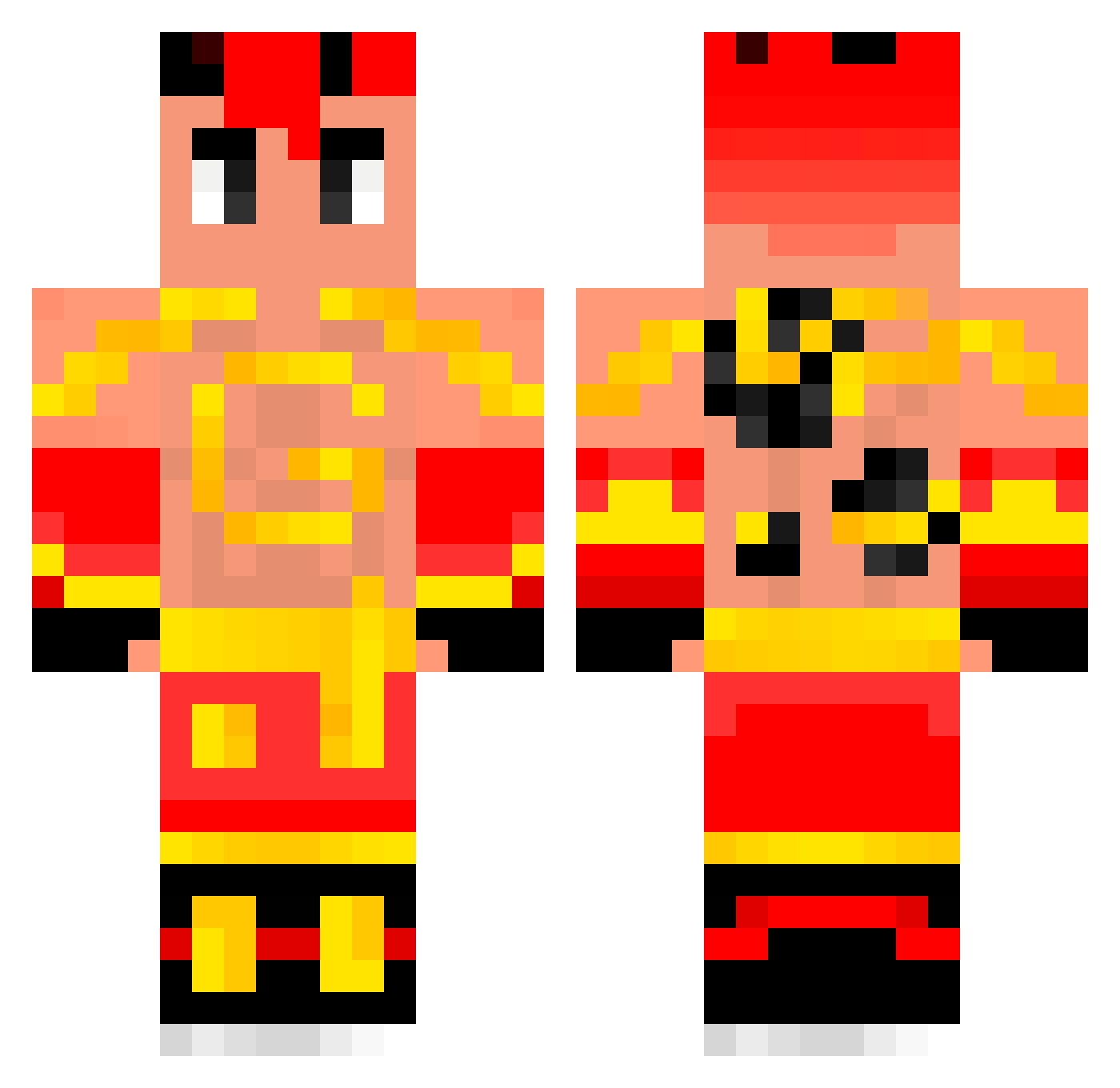 Tetillas Minecraft skin, front and back view