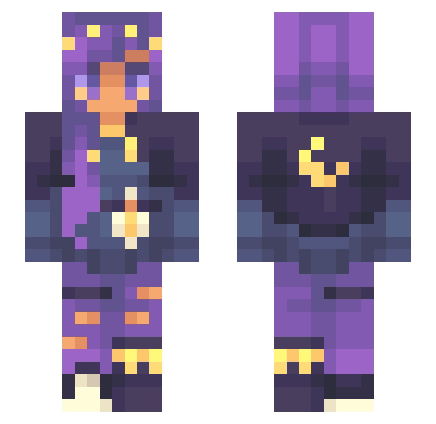 Snoaria Minecraft skin, front and back view