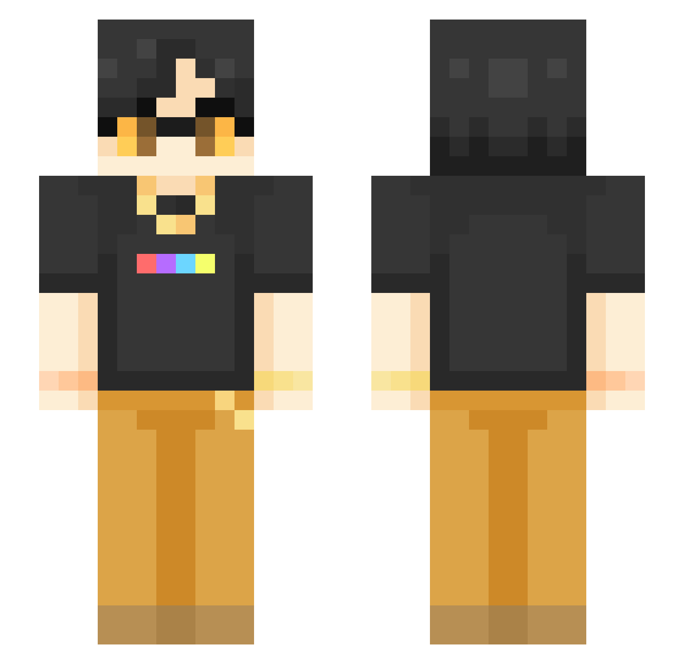 WayneCorporation Minecraft skin, front and back view