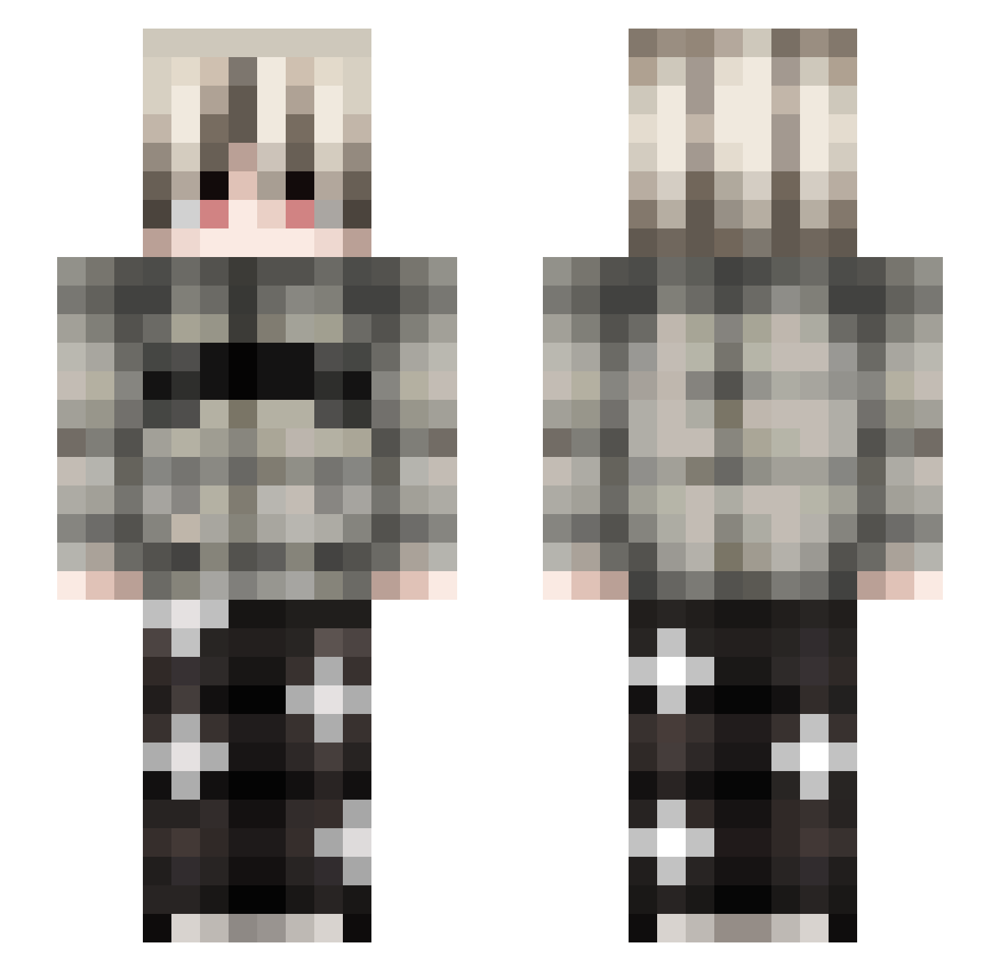 senjuBiber Minecraft skin, front and back view
