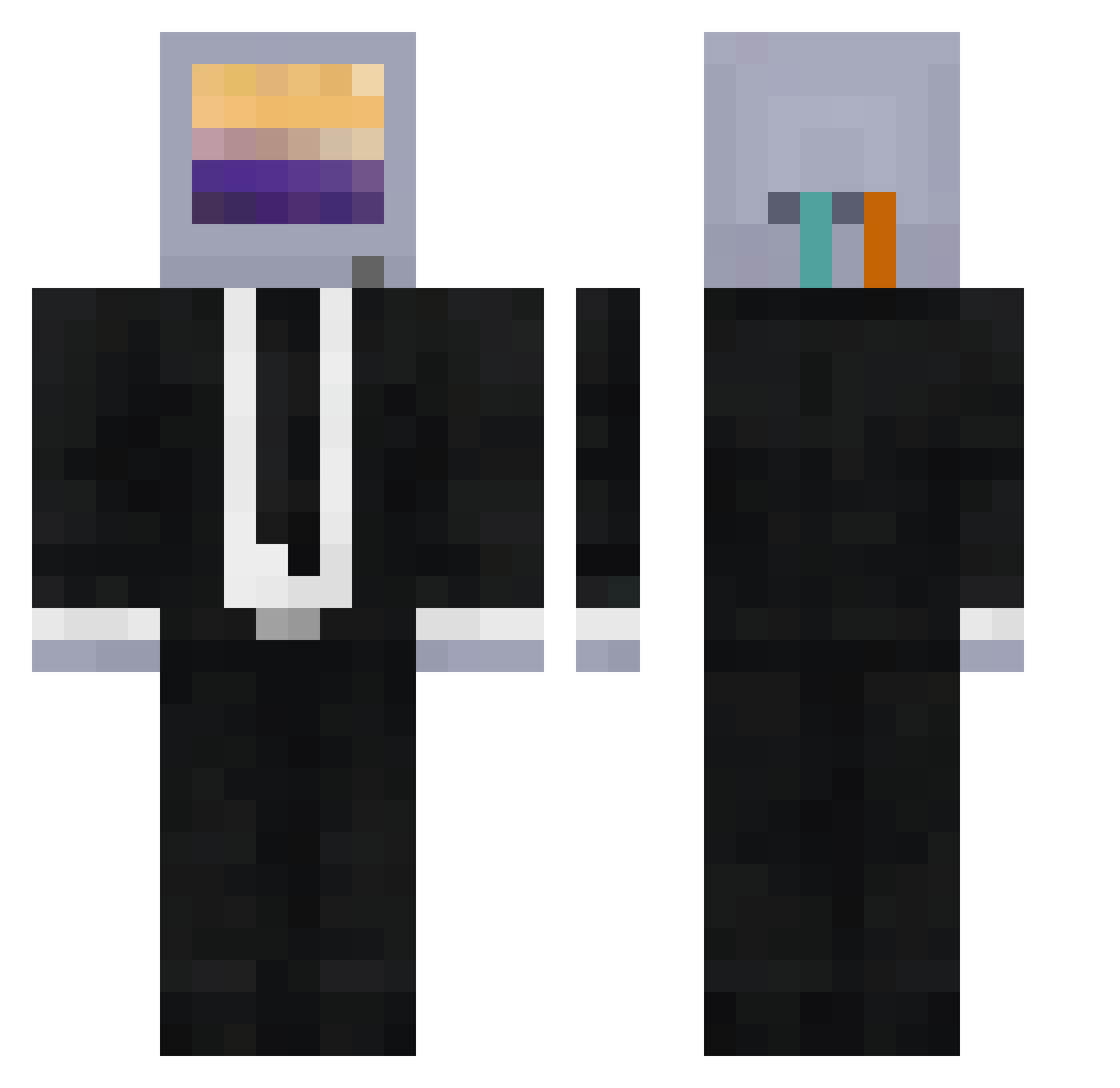 Vizze10 Minecraft skin, front and back view