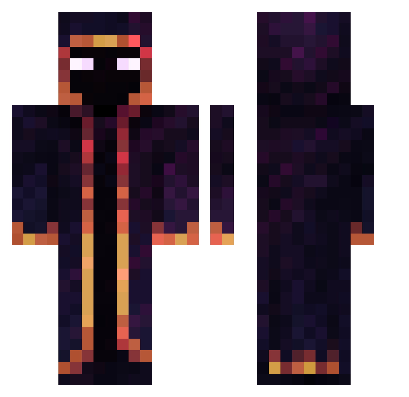 krakozyabro Minecraft skin, front and back view