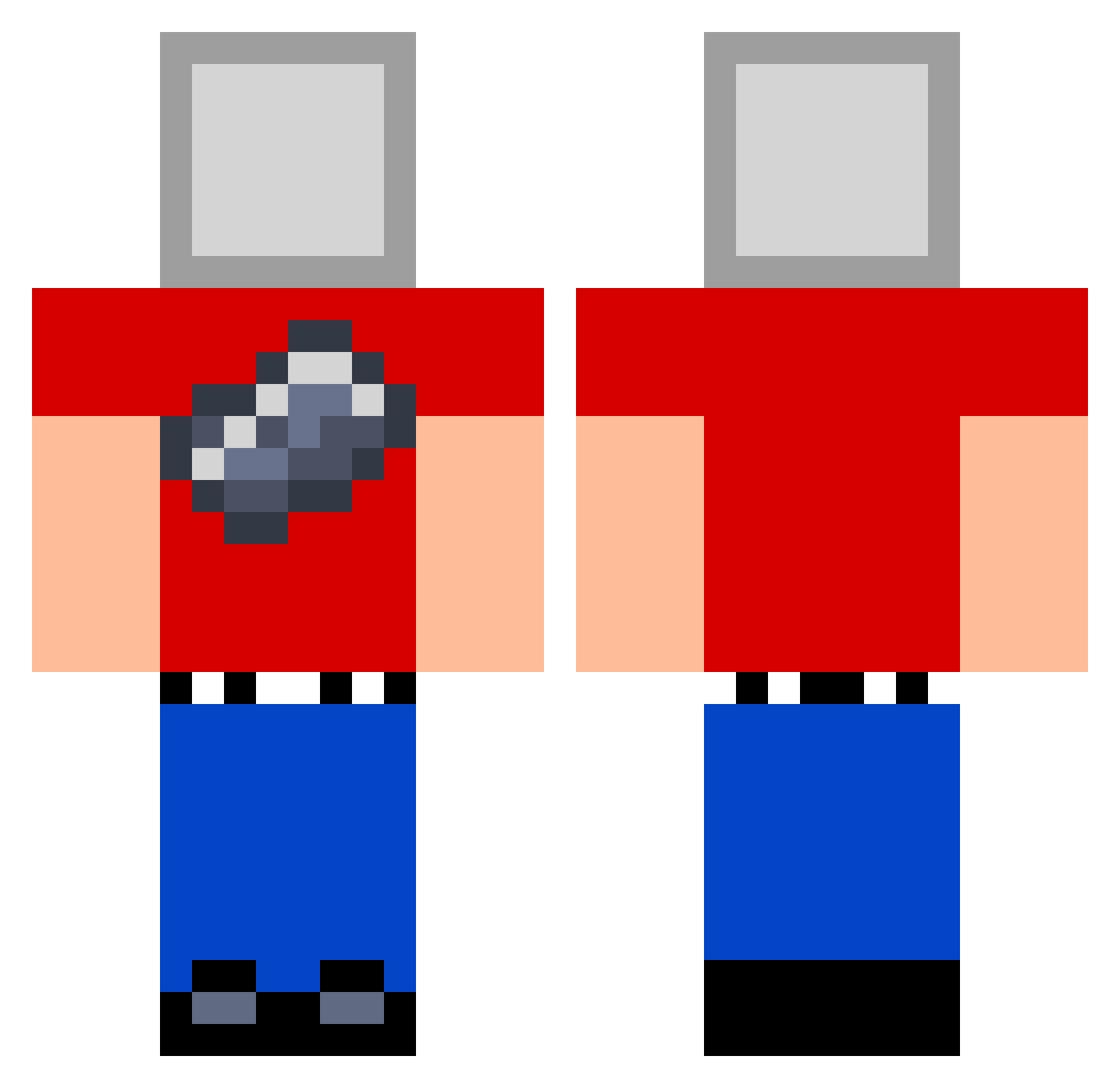 IronHead Minecraft skin, front and back view