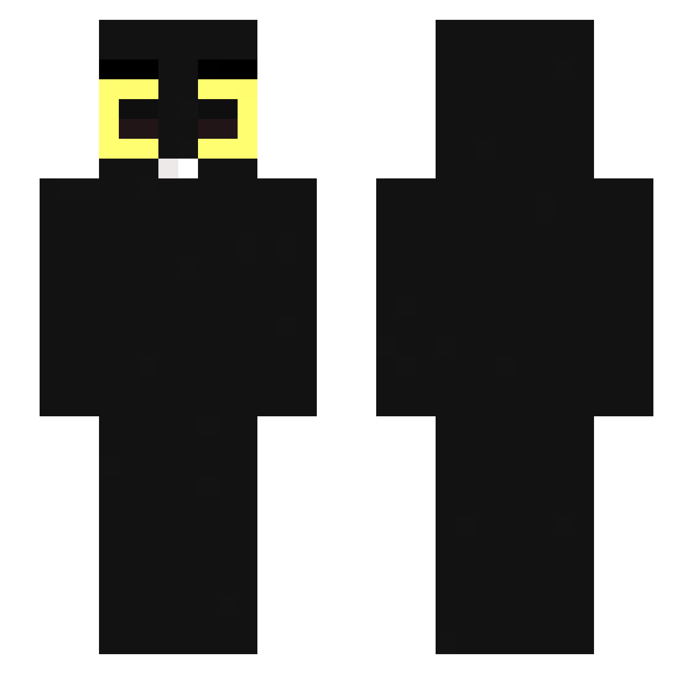 vHqnter Minecraft skin, front and back view