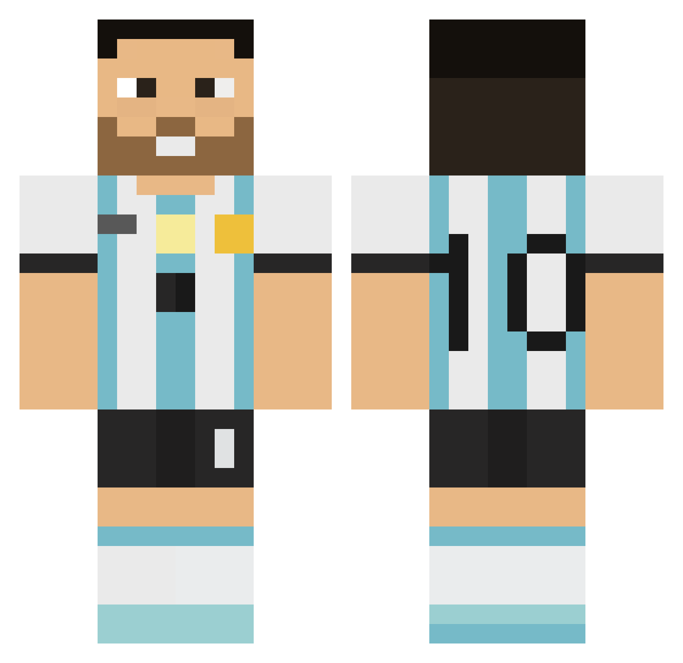 iamTheo Minecraft skin, front and back view