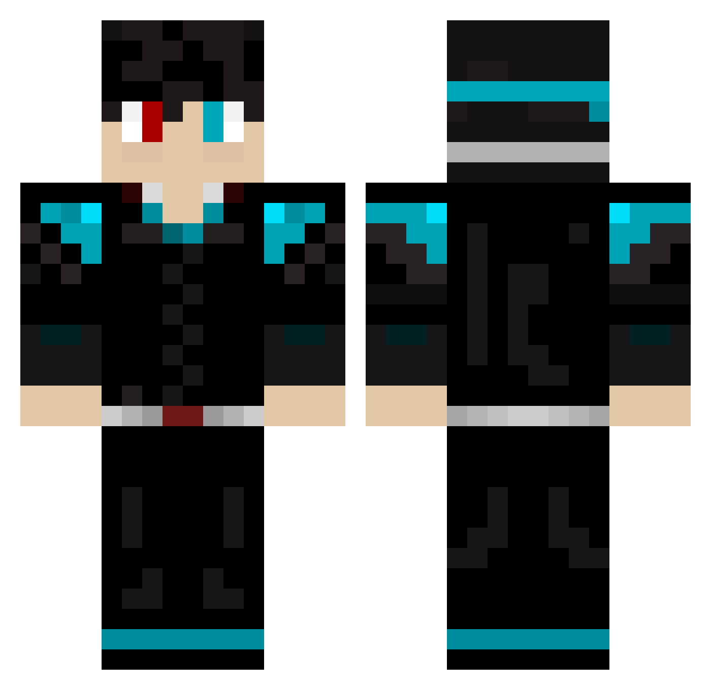V0SB Minecraft skin, front and back view