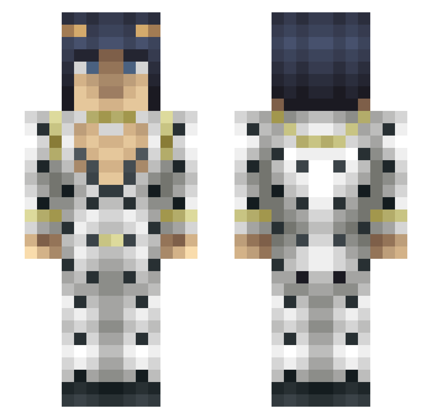 ZoraA Minecraft skin, front and back view