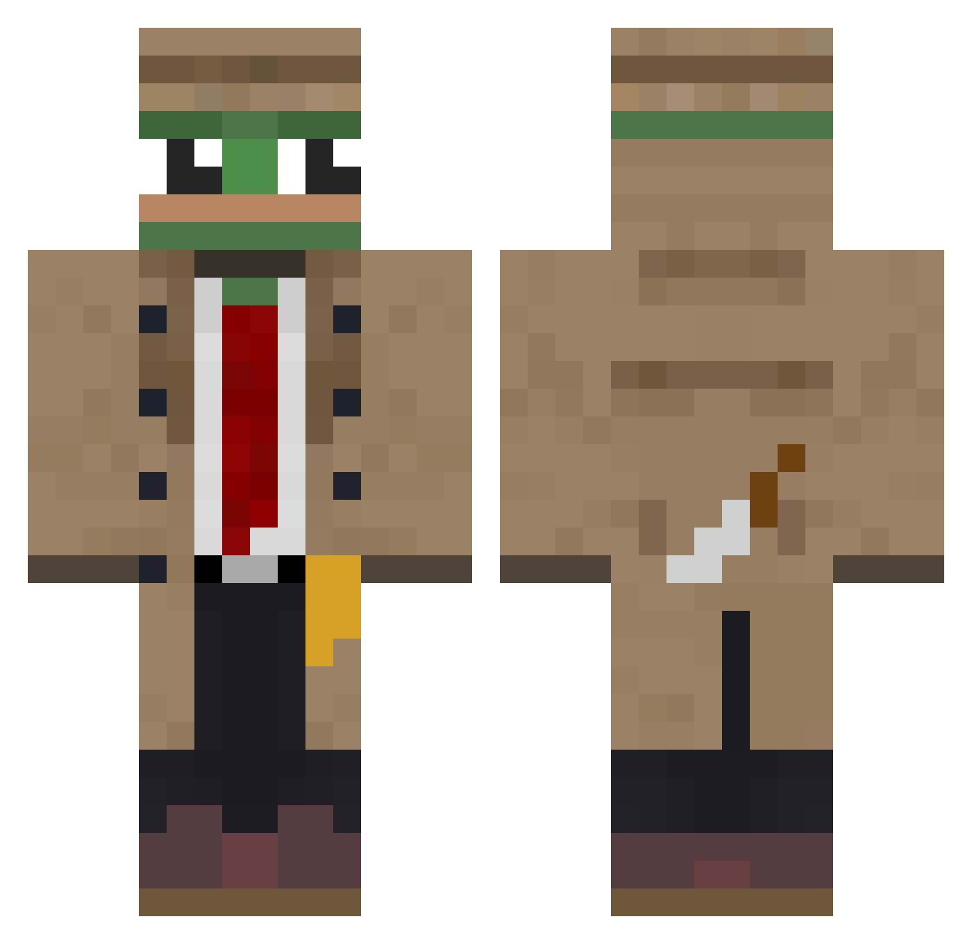 ImagineBeingBad Minecraft skin, front and back view