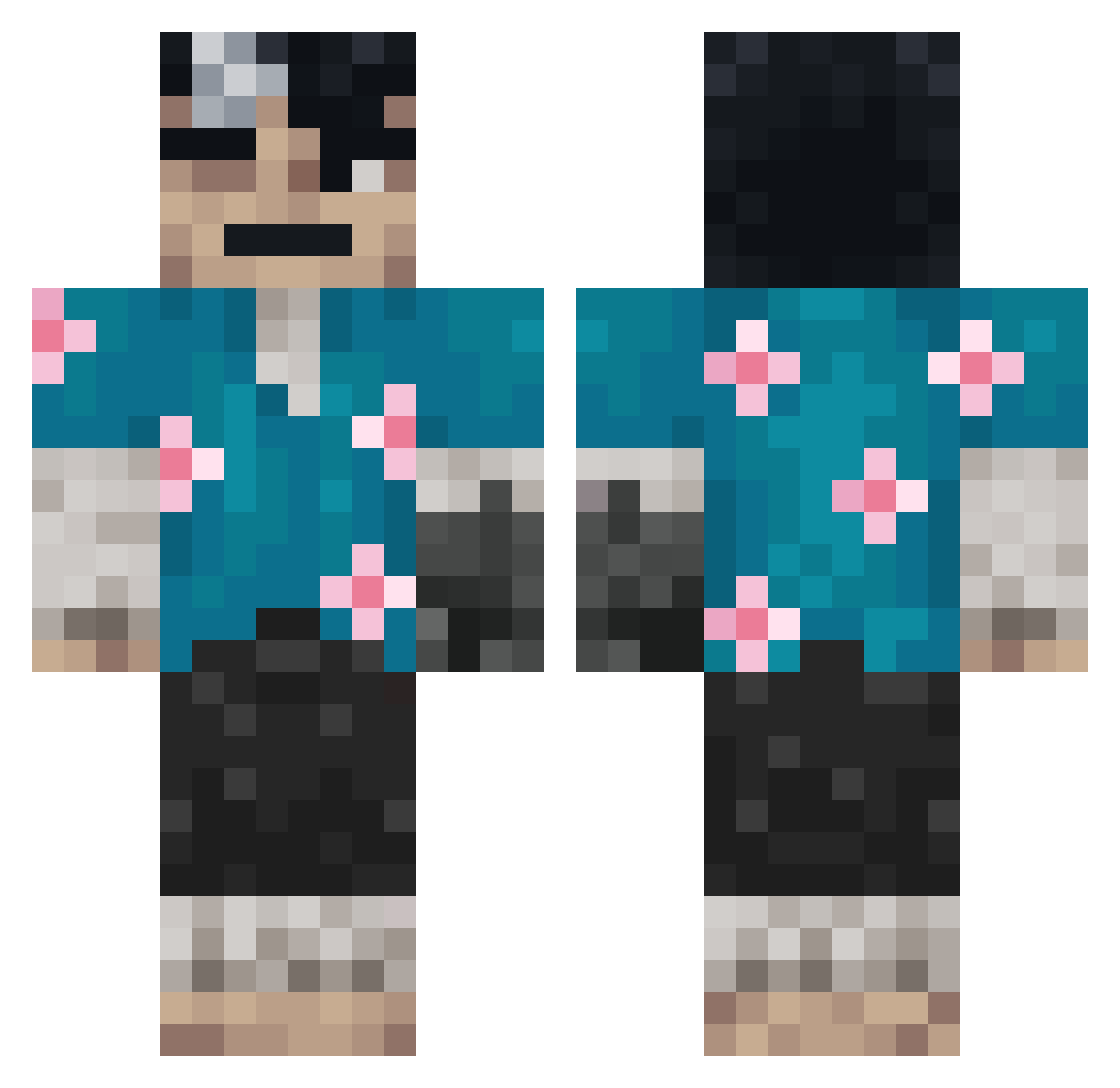 Nexcision Minecraft skin, front and back view