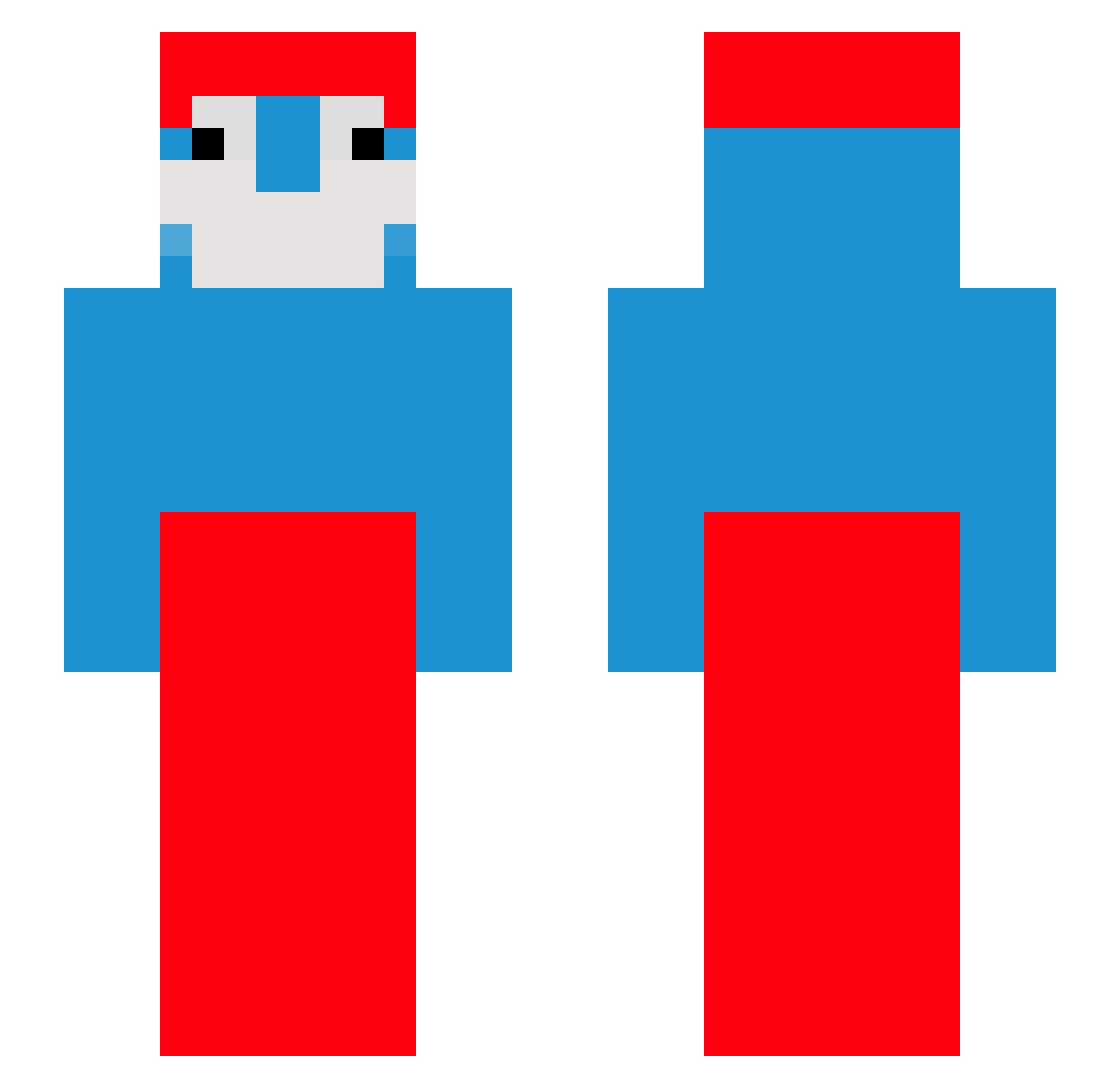 Snoepwinkel Minecraft skin, front and back view