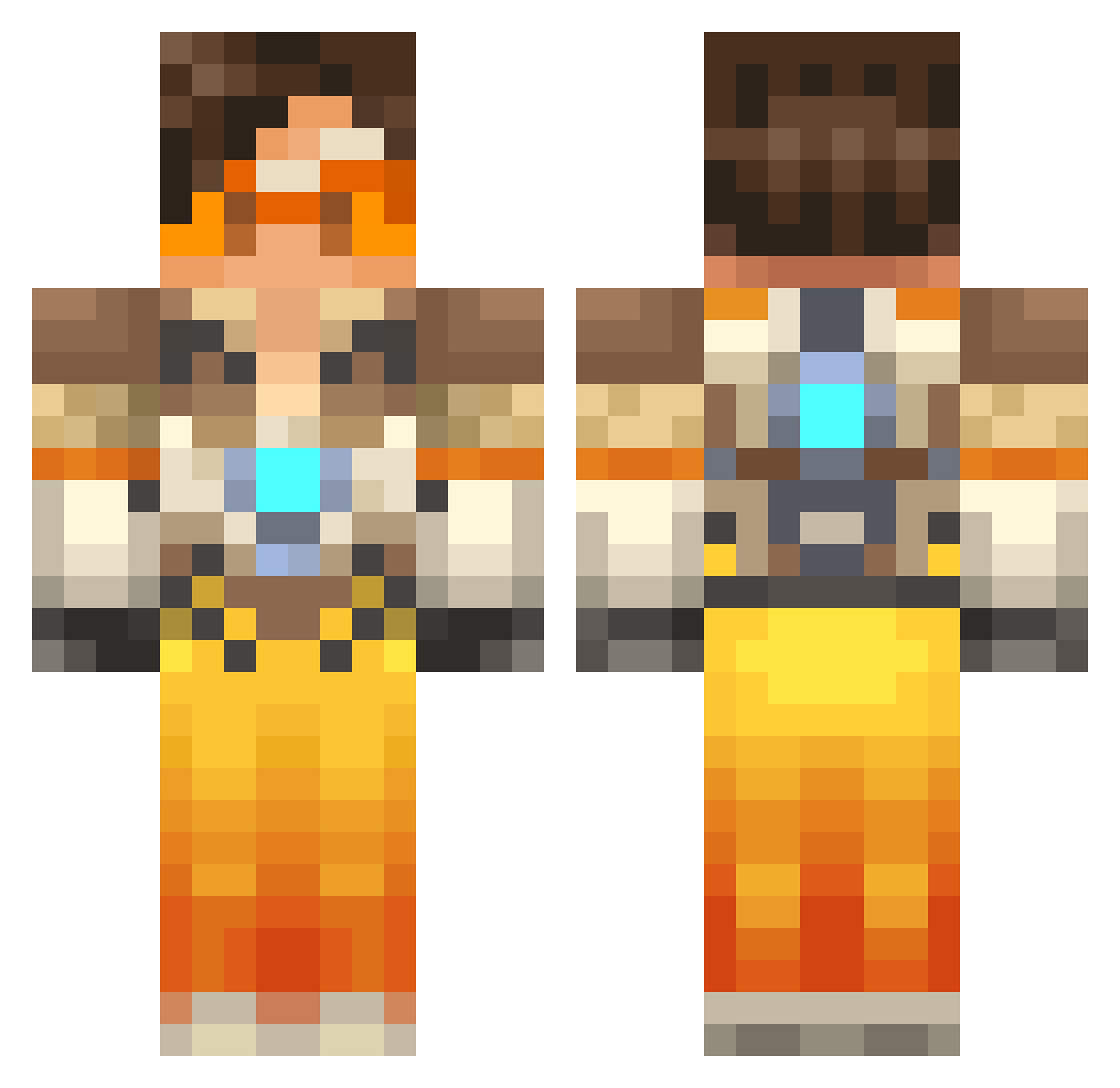Hashi Minecraft skin, front and back view