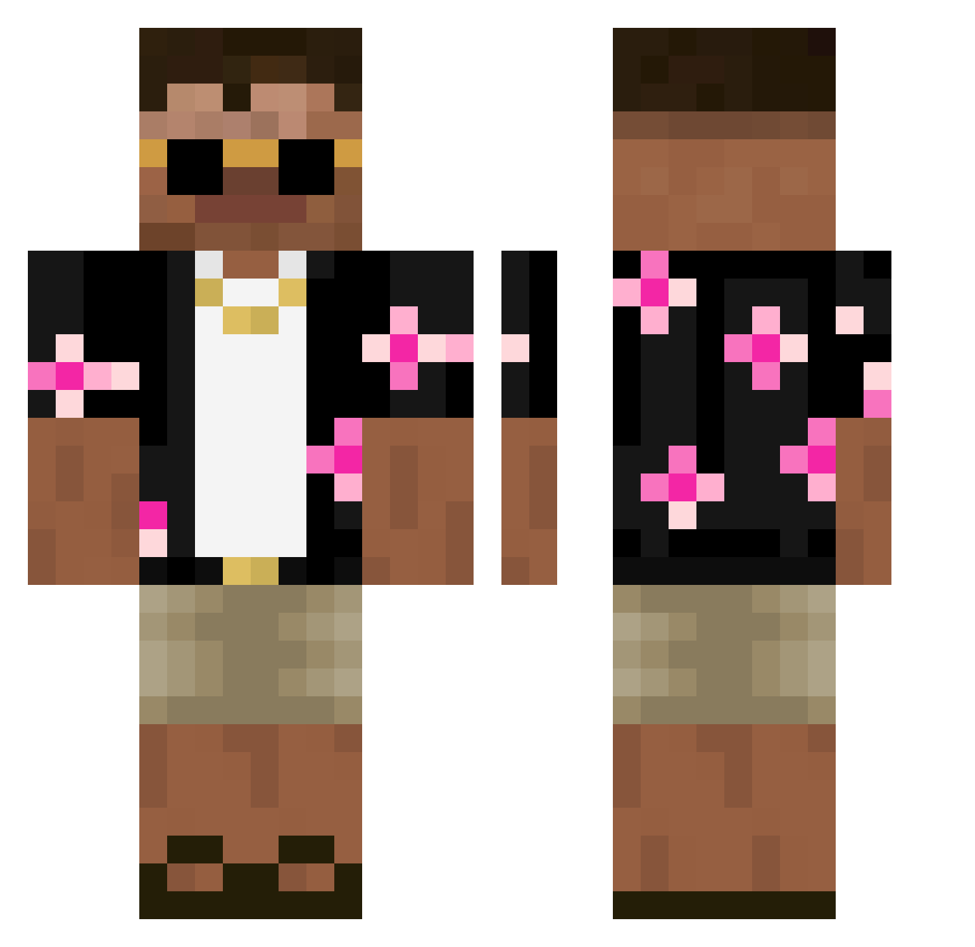 XmasDrears Minecraft skin, front and back view