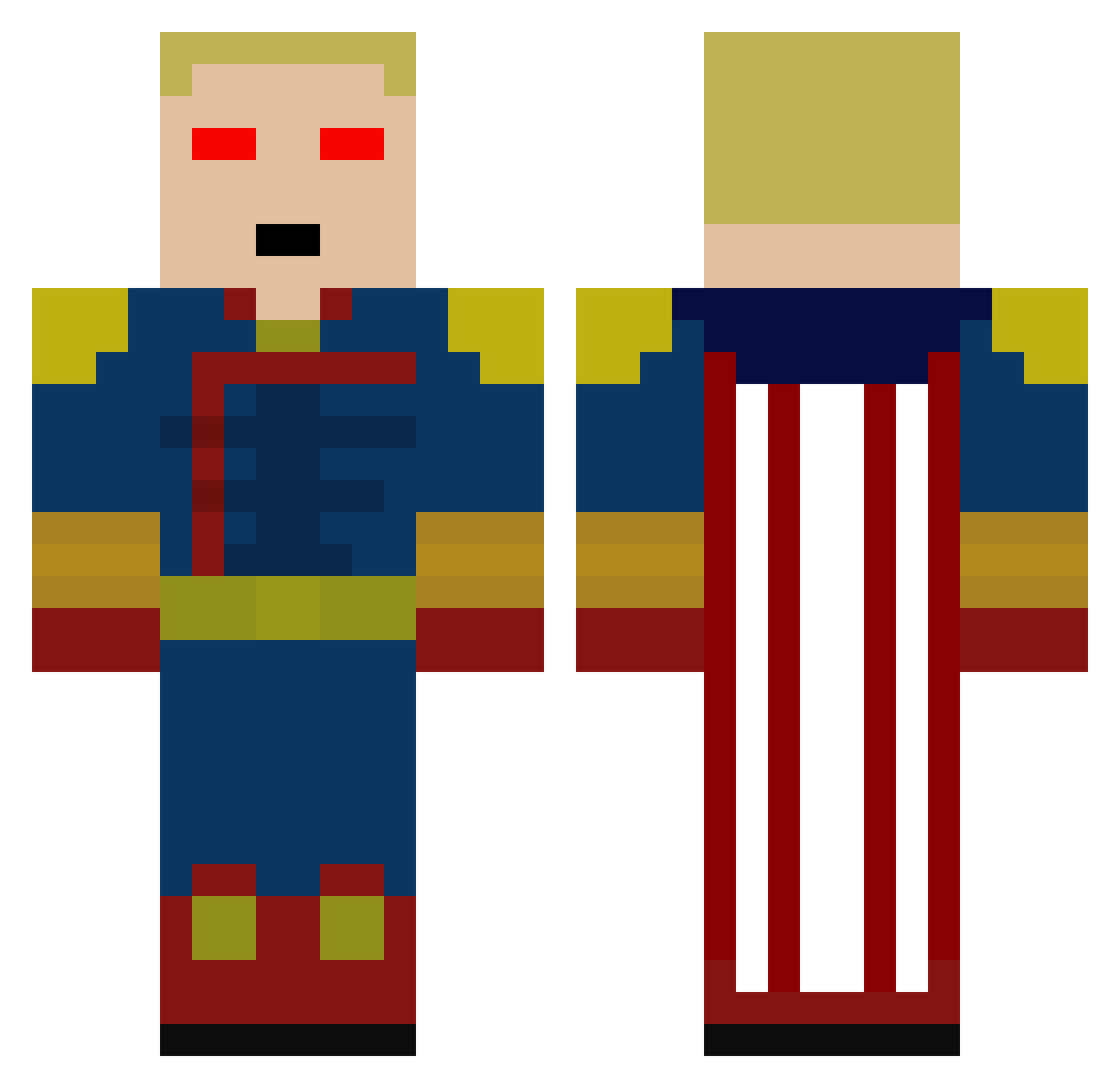 Hekin Minecraft skin, front and back view