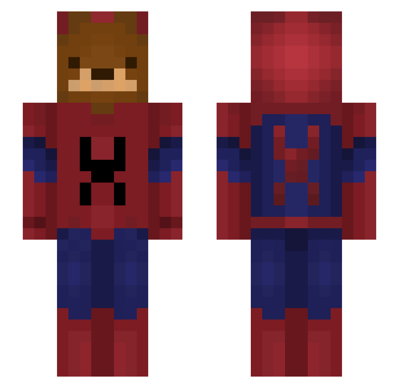xmayoCG Minecraft skin, front and back view