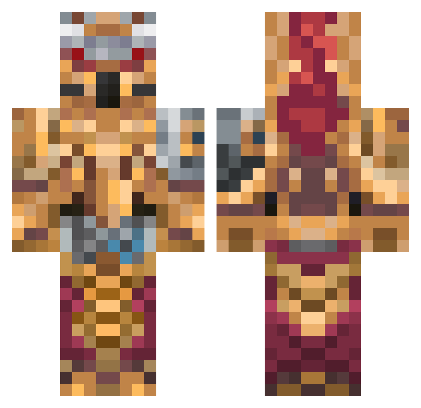 Bohg_ Minecraft skin, front and back view