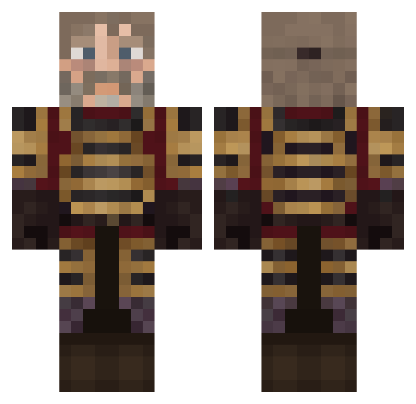 MiloszMine Minecraft skin, front and back view