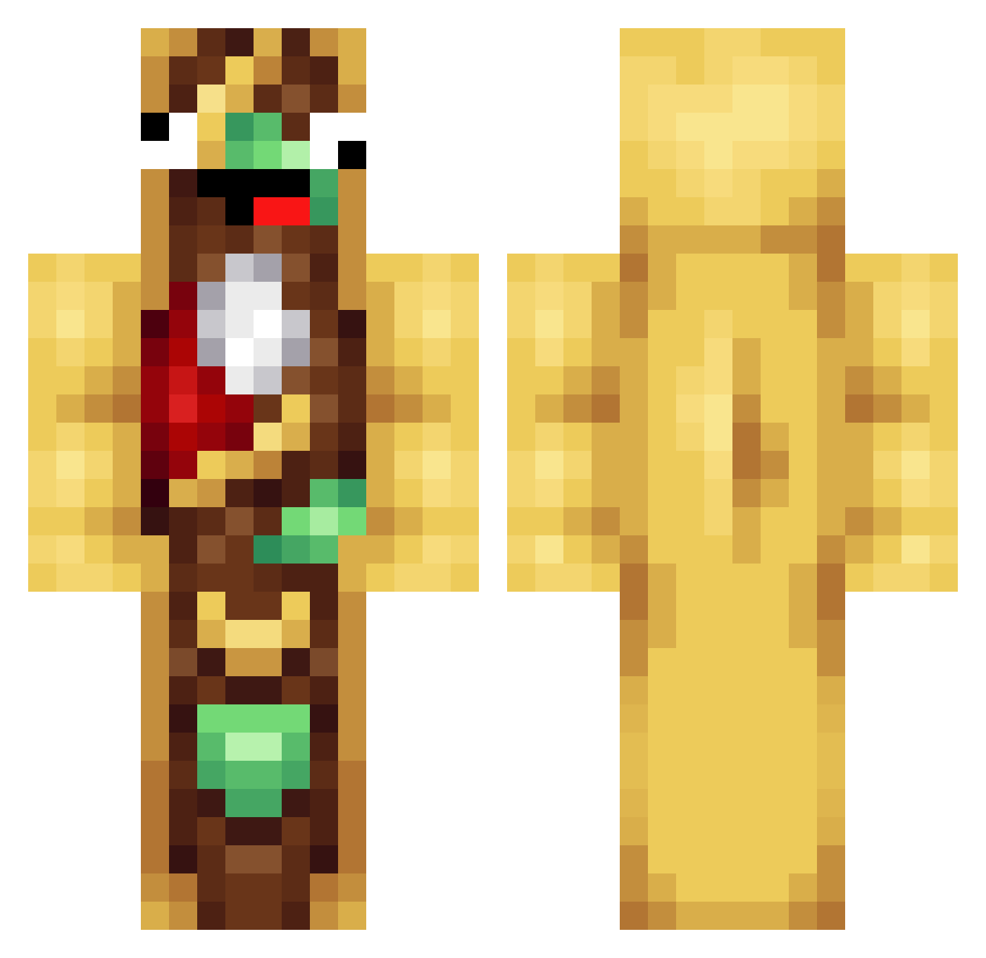 Racketed Minecraft skin, front and back view