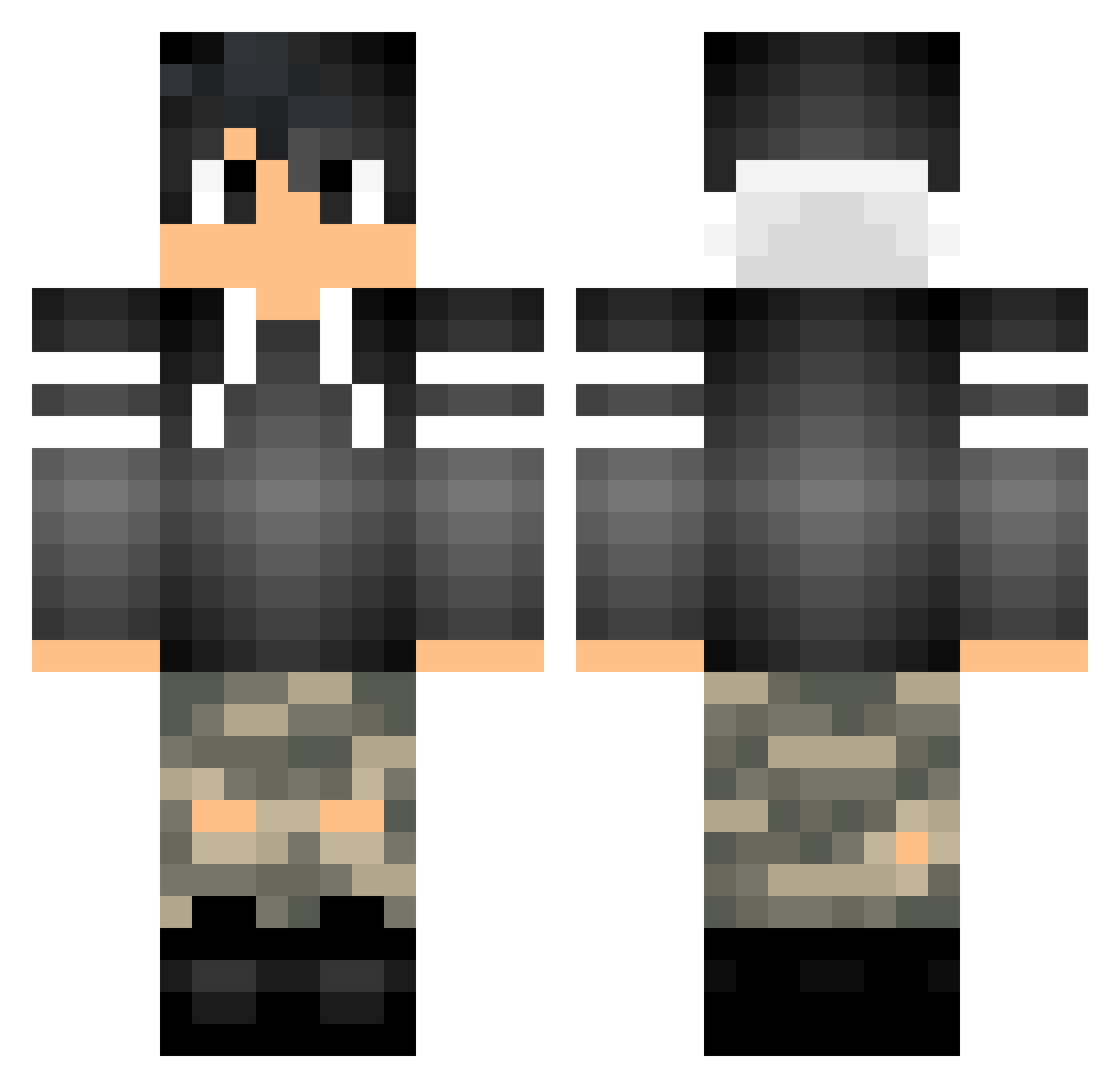q3pz Minecraft skin, front and back view