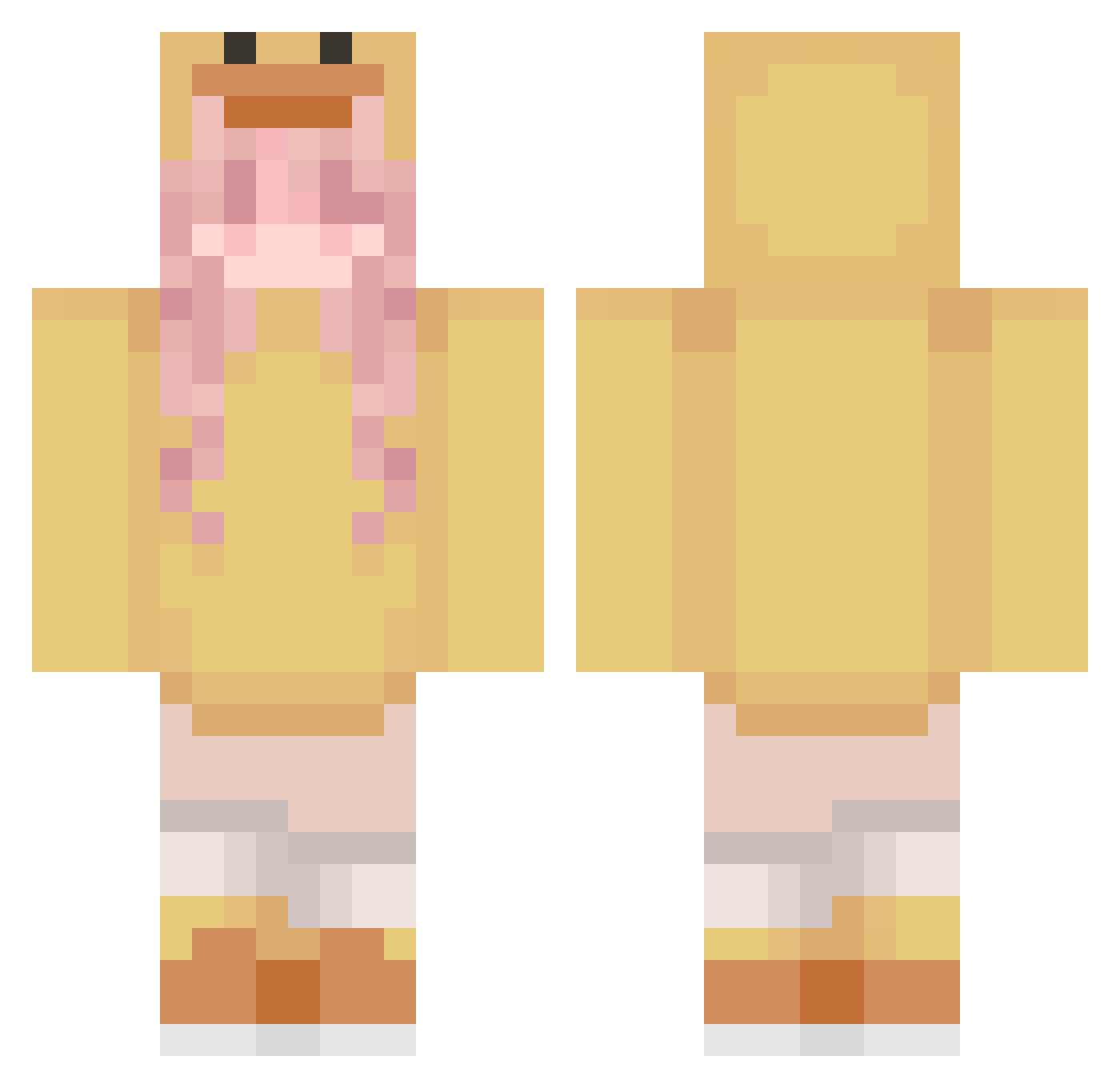TysohElFatio Minecraft skin, front and back view