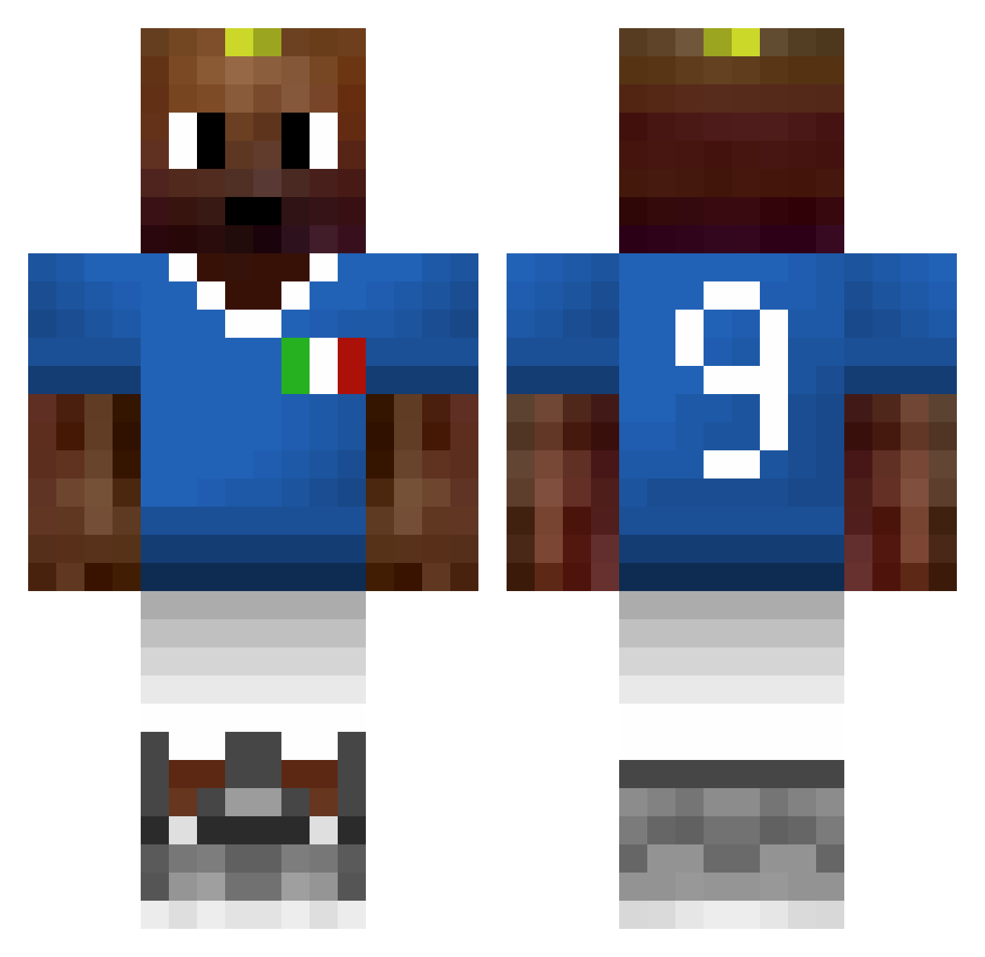 papitchulo Minecraft skin, front and back view