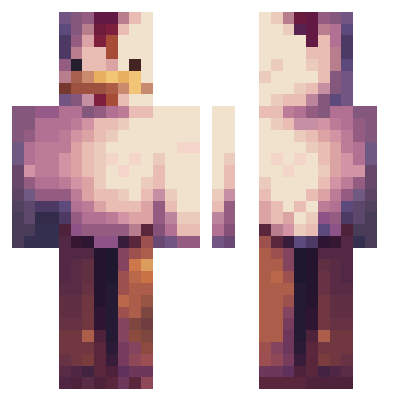 TexFritter Minecraft skin, front and back view
