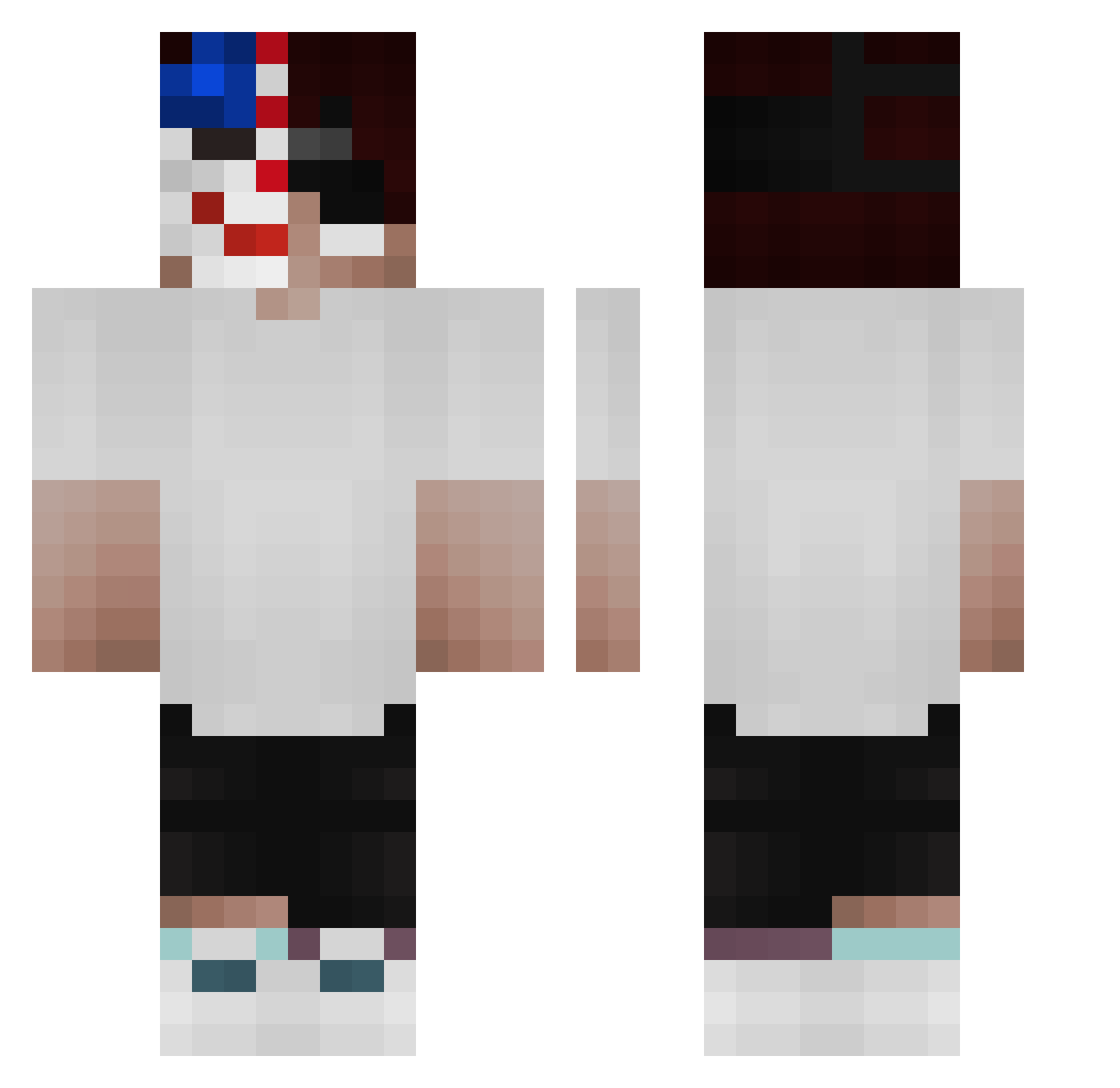YukiiCorn Minecraft skin, front and back view