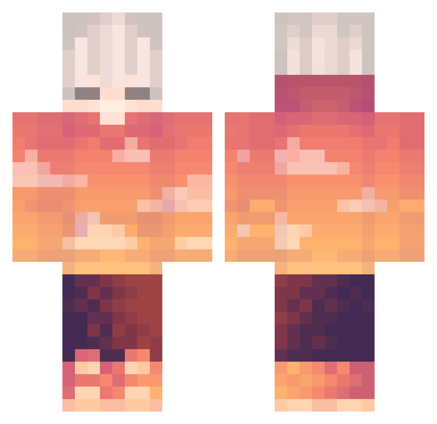 Nyxoy2115 Minecraft skin, front and back view